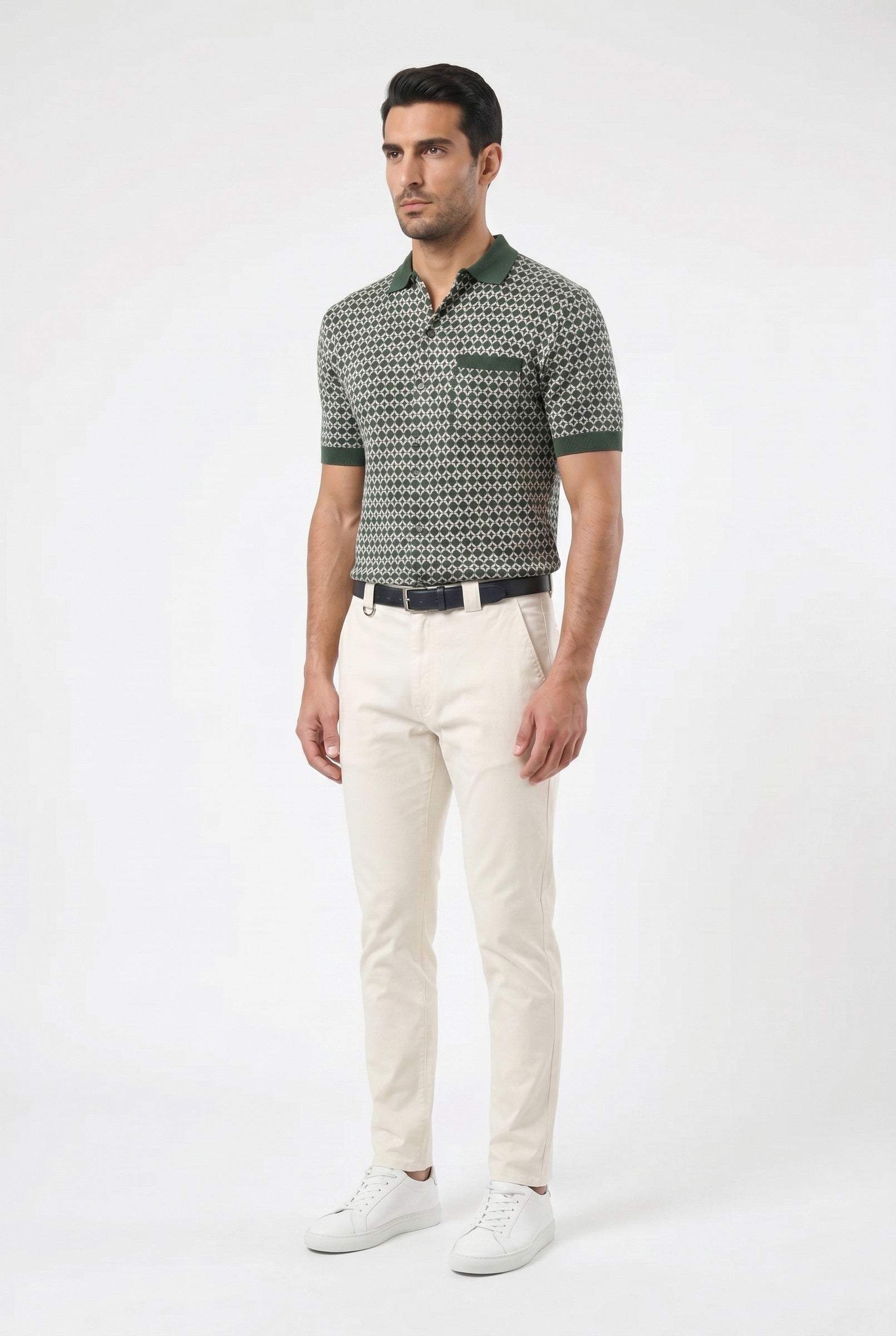 Men's Casa Piccante Jacquard Knit Polo | Blackstone London