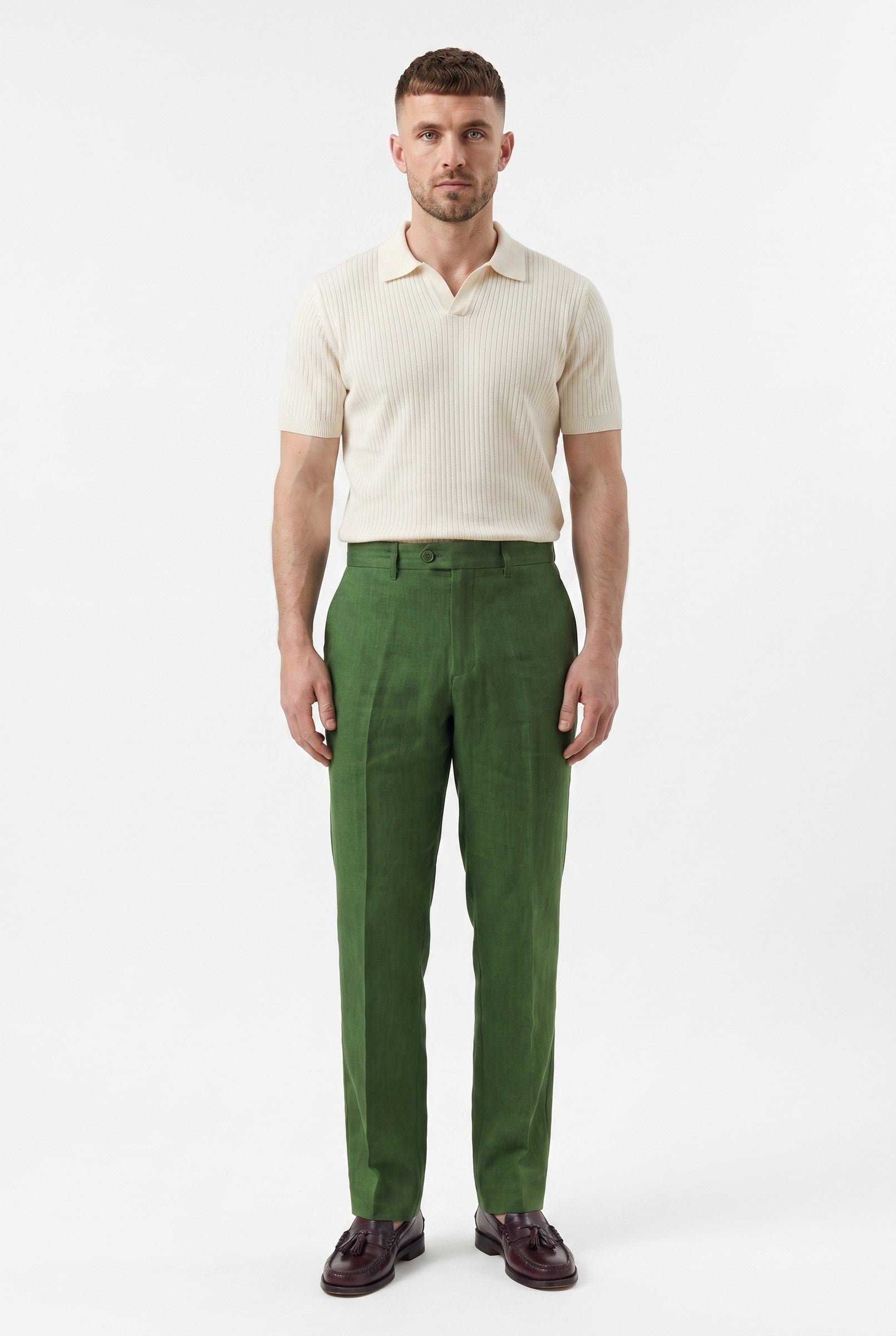 Men's Linen Tailored Trousers | Blackstone London