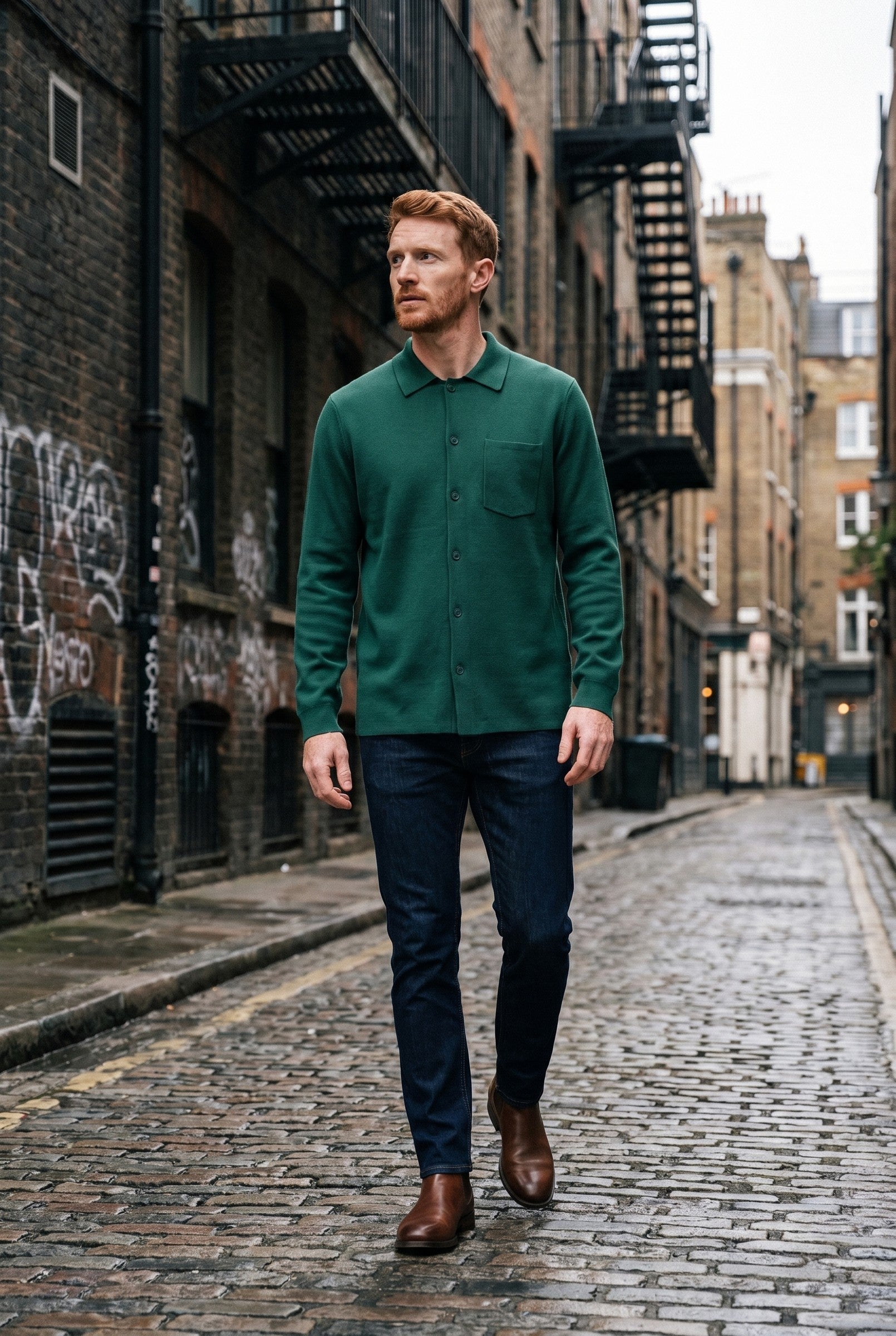 Men's Long Sleeve Knit Polo Shirt | Blackstone London