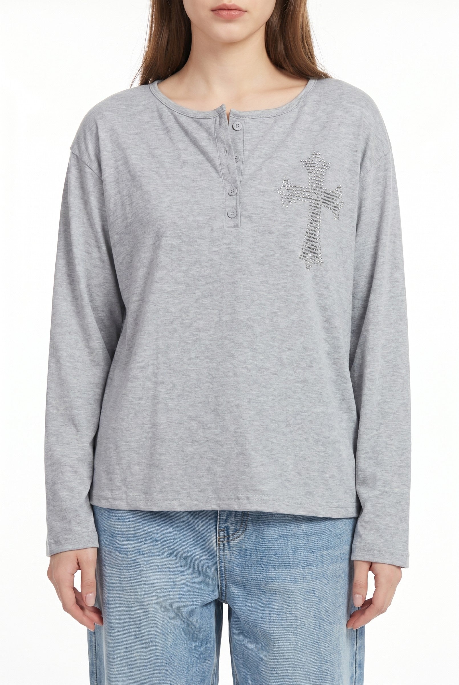 Women's Cross Detail Oversized Long Sleeve Top | Blackstone London