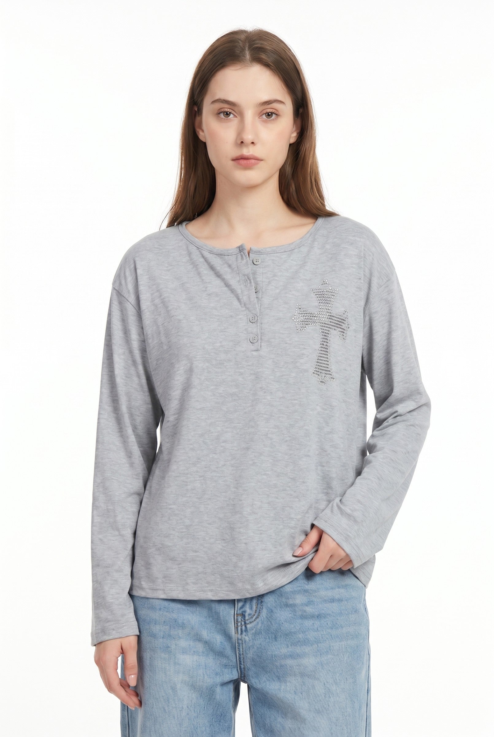 Women's Cross Detail Oversized Long Sleeve Top | Blackstone London