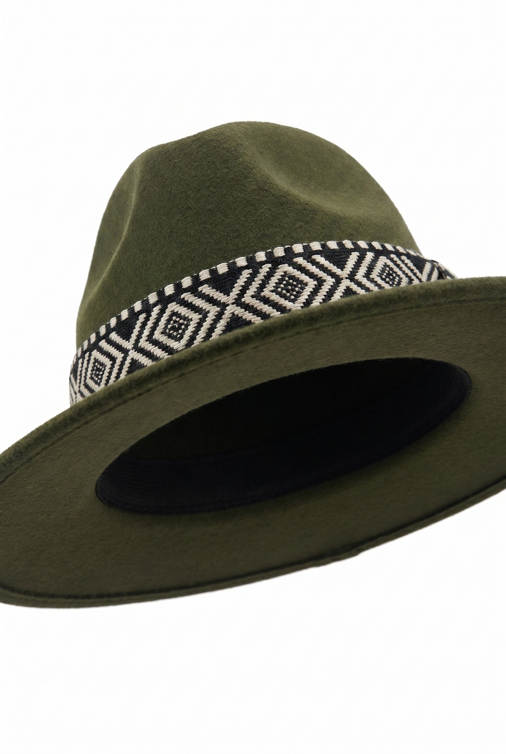 Men's Wide Brim Fedora Hat with Aztec Band | Blackstone London