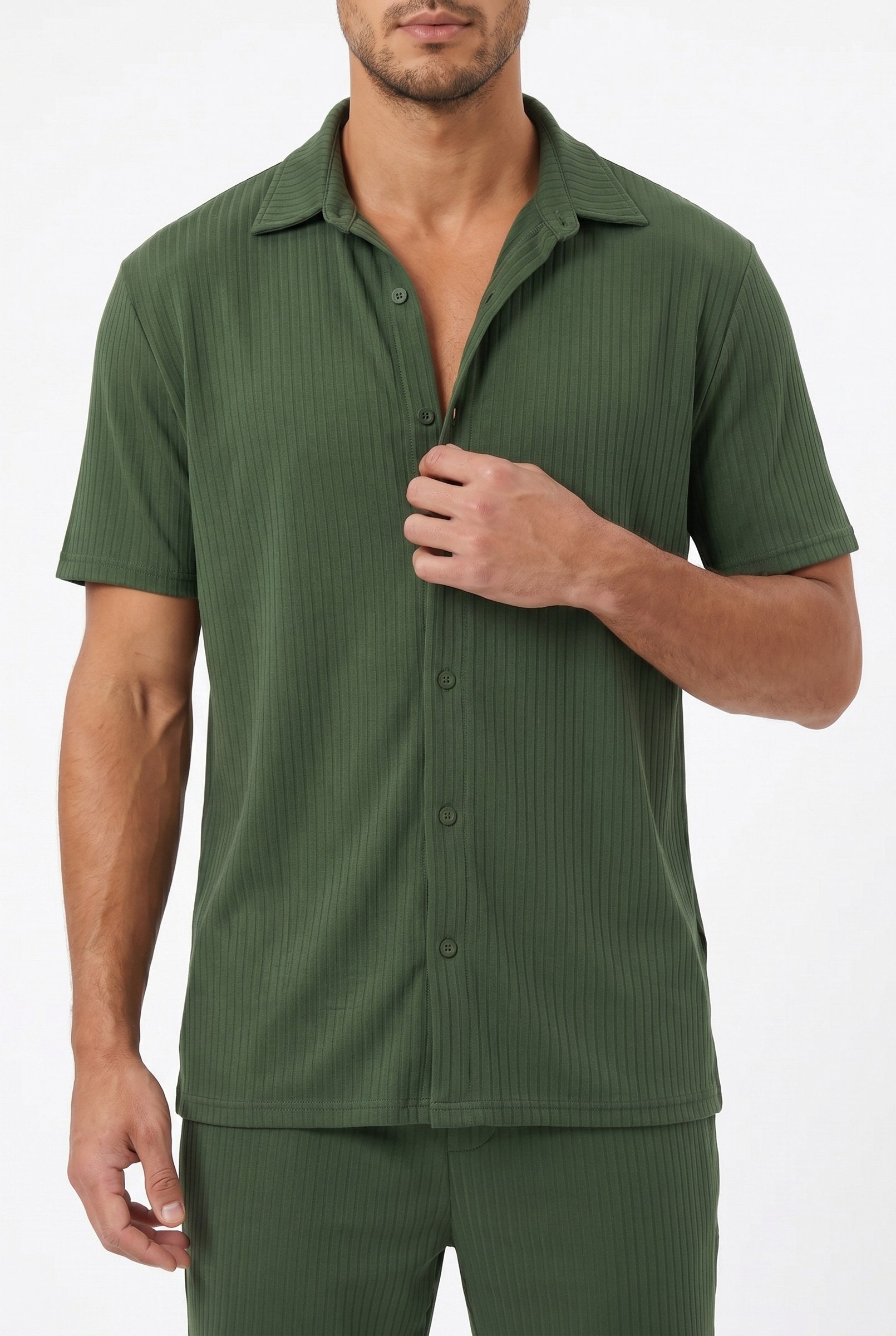 Men's Cuban Collar Knit Shirt & Shorts 2-Piece Set | Blackstone London