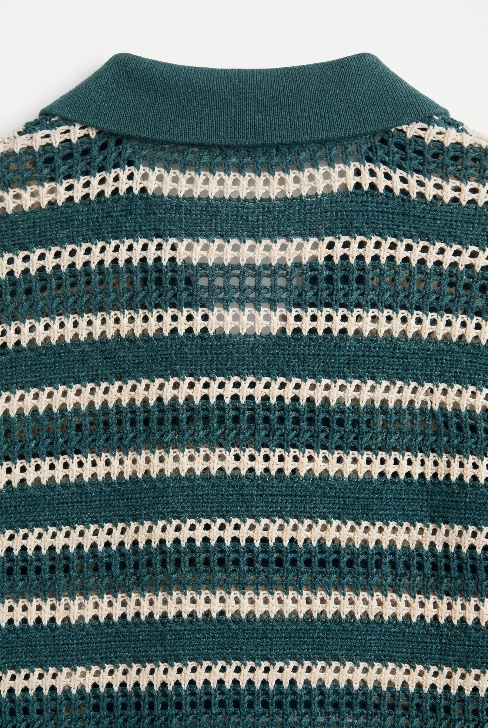 Men's Boxy Stripe Crochet Polo | Blackstone London