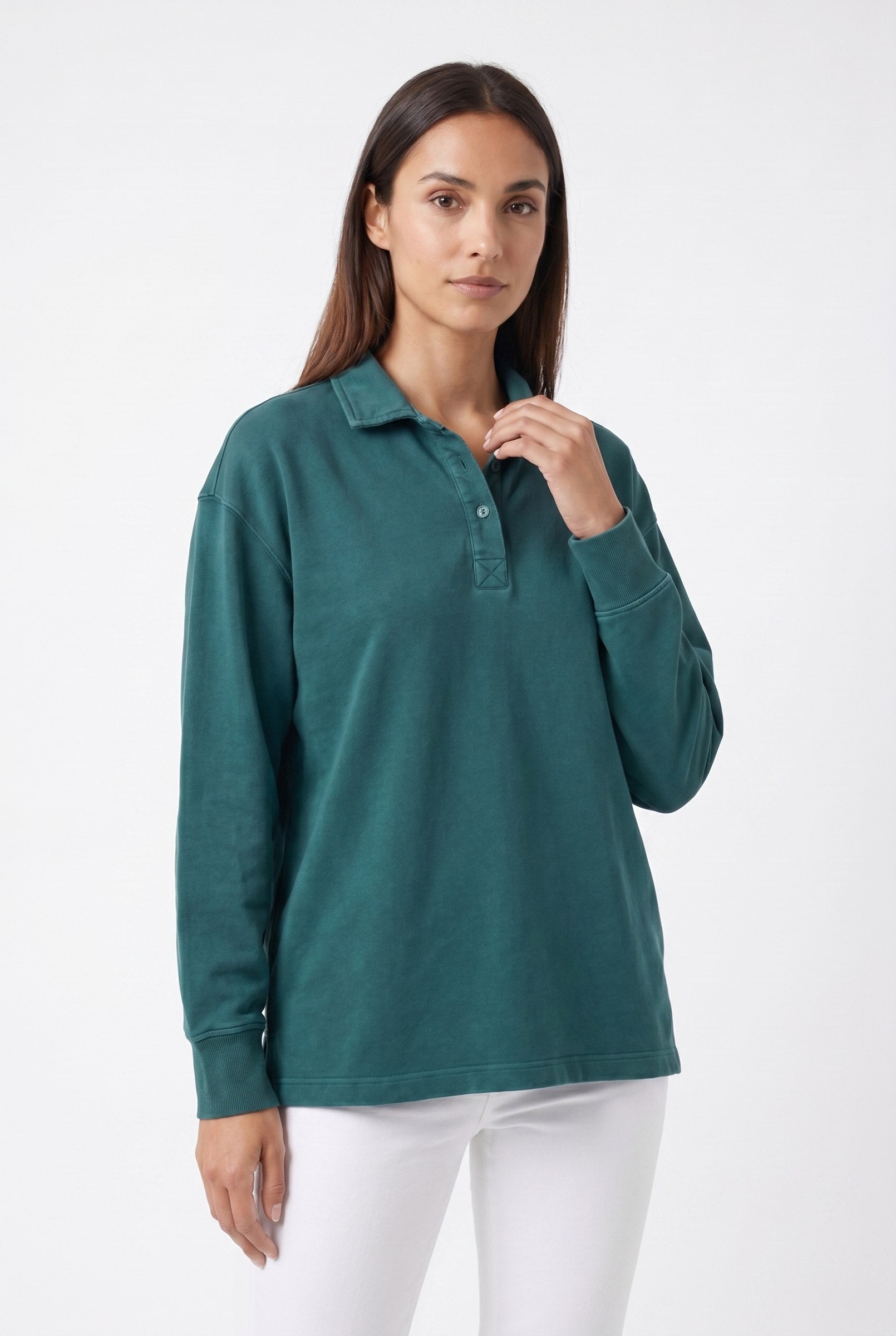Women's Half-Button Washed Sweater | Blackstone London