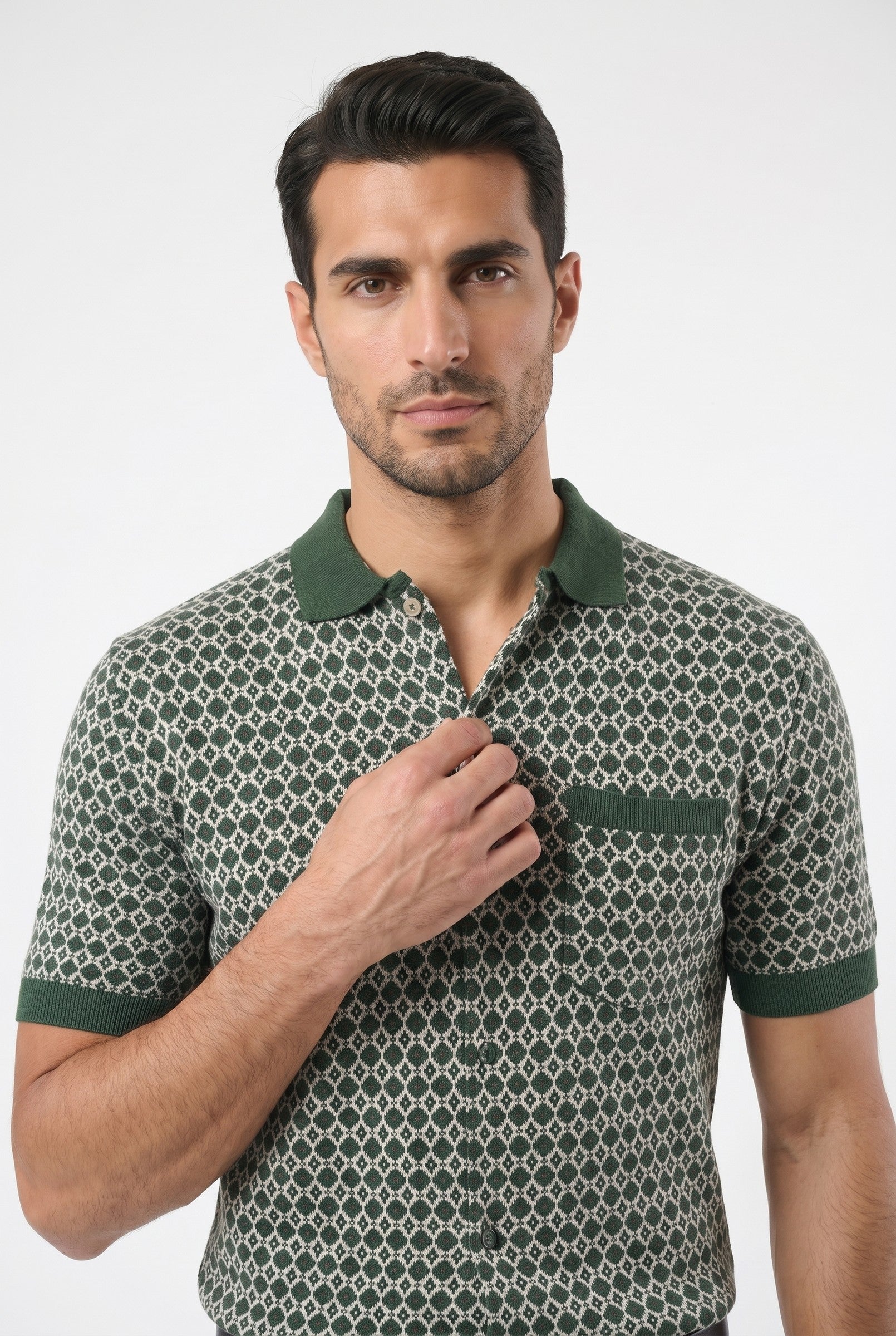 Men's Casa Piccante Jacquard Knit Polo | Blackstone London