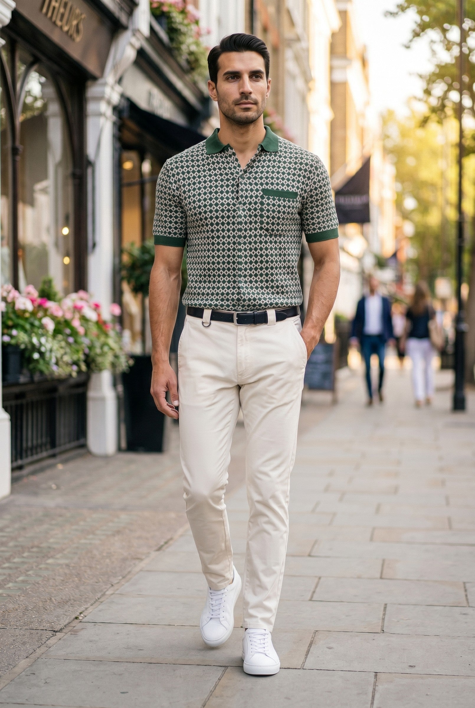 Men's Casa Piccante Jacquard Knit Polo | Blackstone London