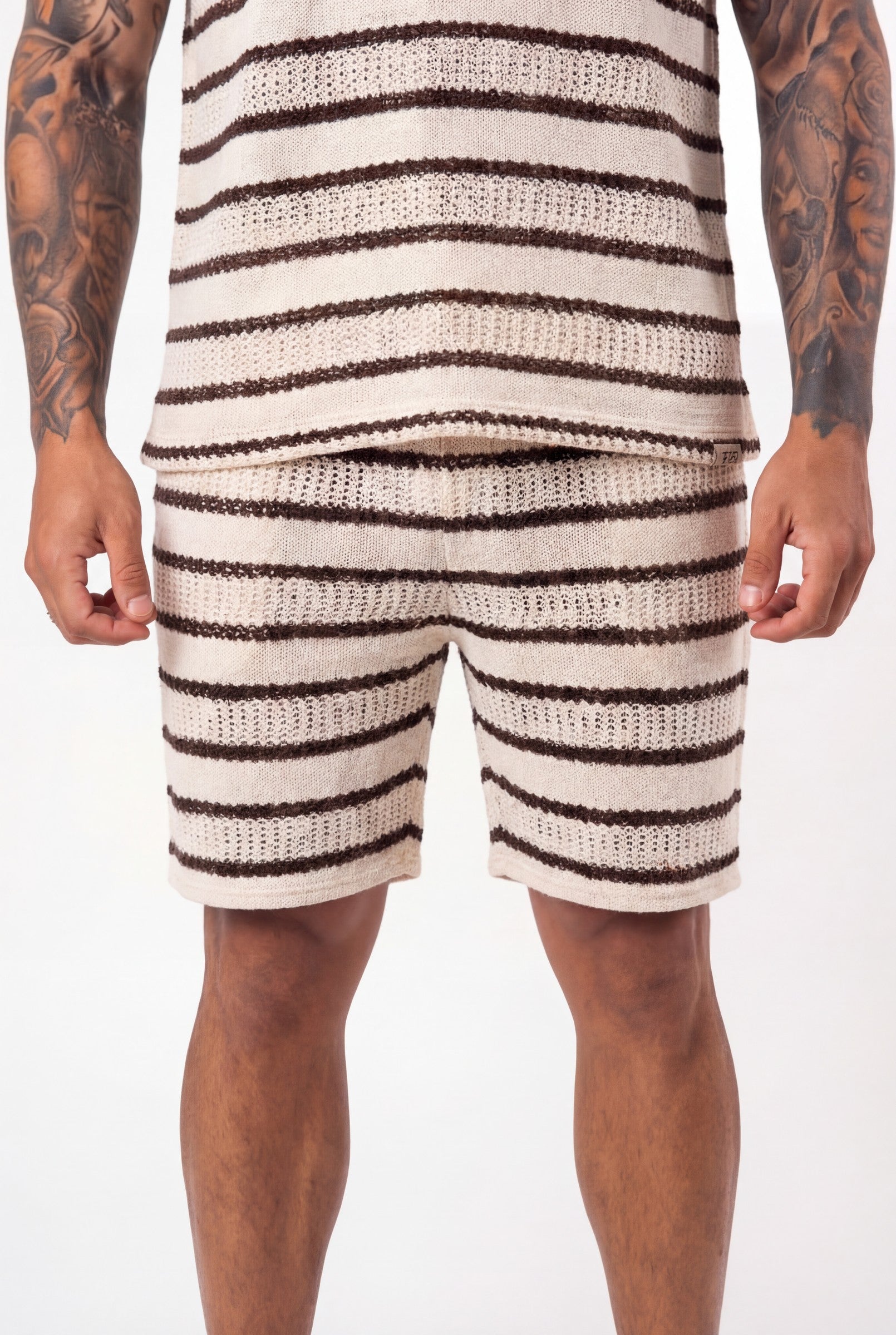 Men's Crochet Knit Stripe Shorts | Blackstone London