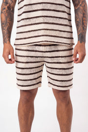 Men's Crochet Knit Stripe Shorts | Blackstone London