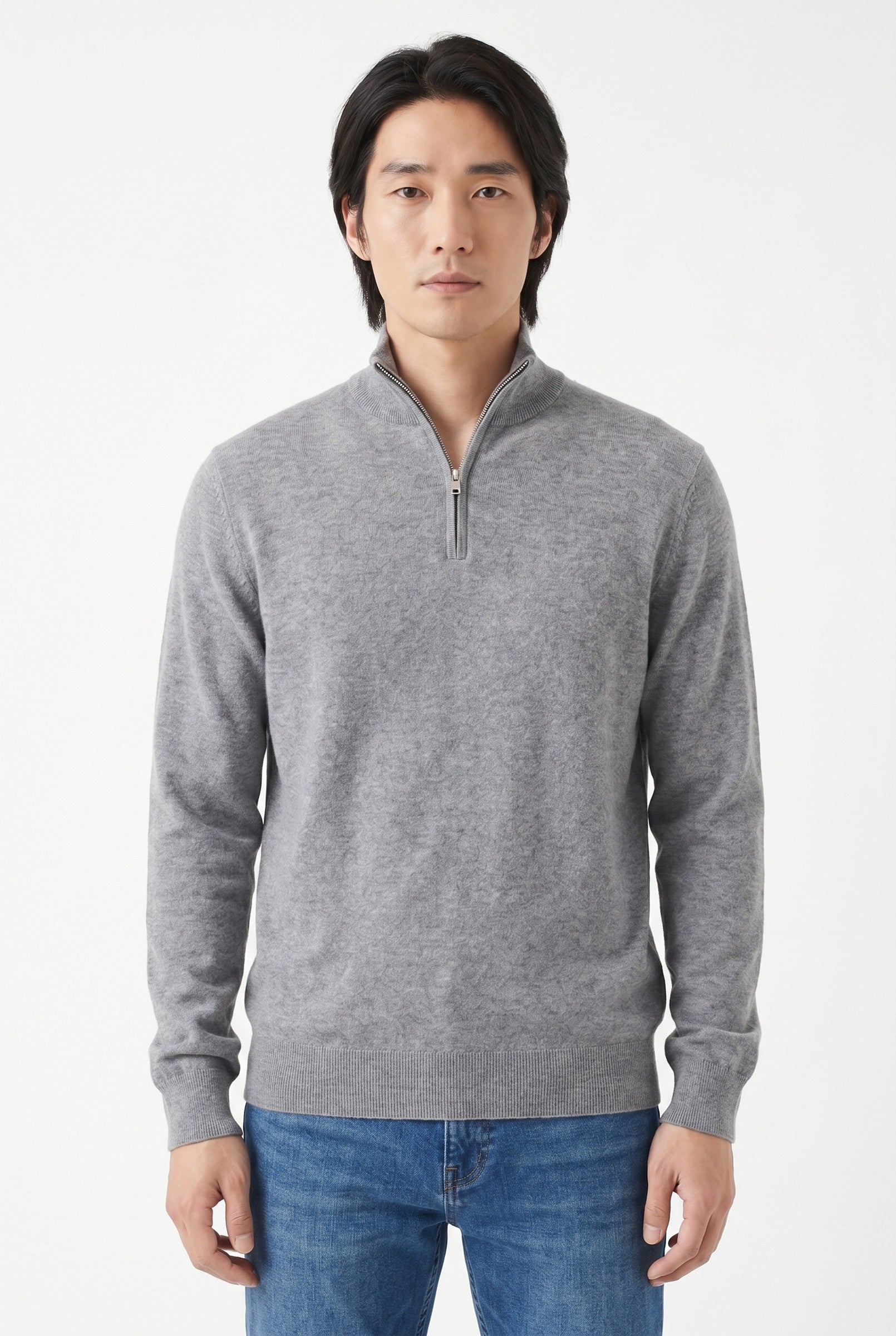 Men's Cotton Knitted Half Zip Funnel Neck Jumper | Blackstone London