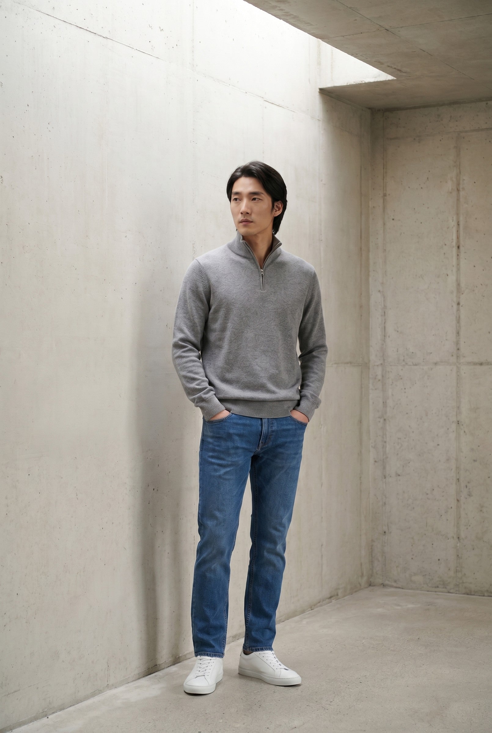 Men's Cotton Knitted Half Zip Funnel Neck Jumper | Blackstone London