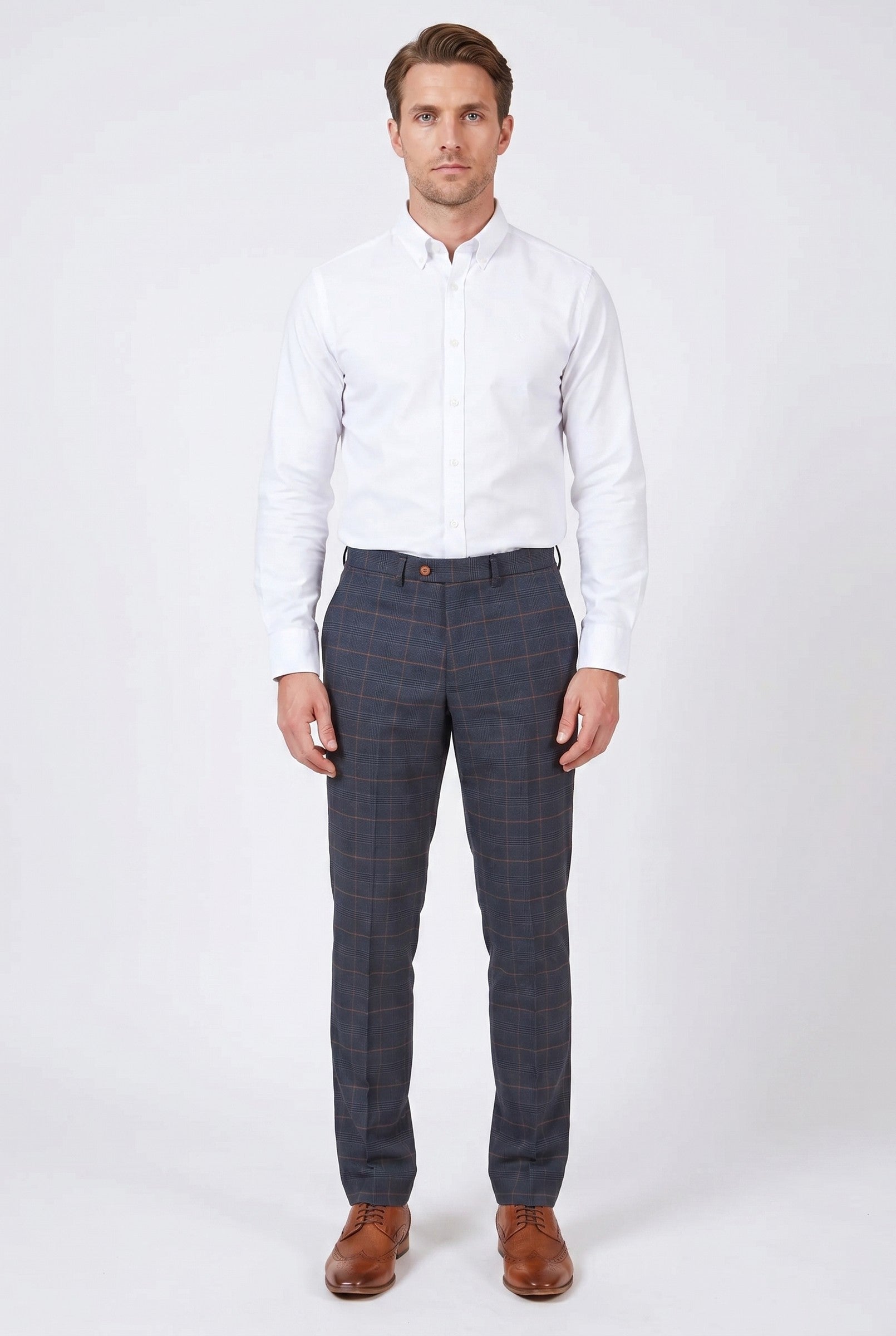 Men's Jenson Prince of Wales Check Trousers | Blackstone London