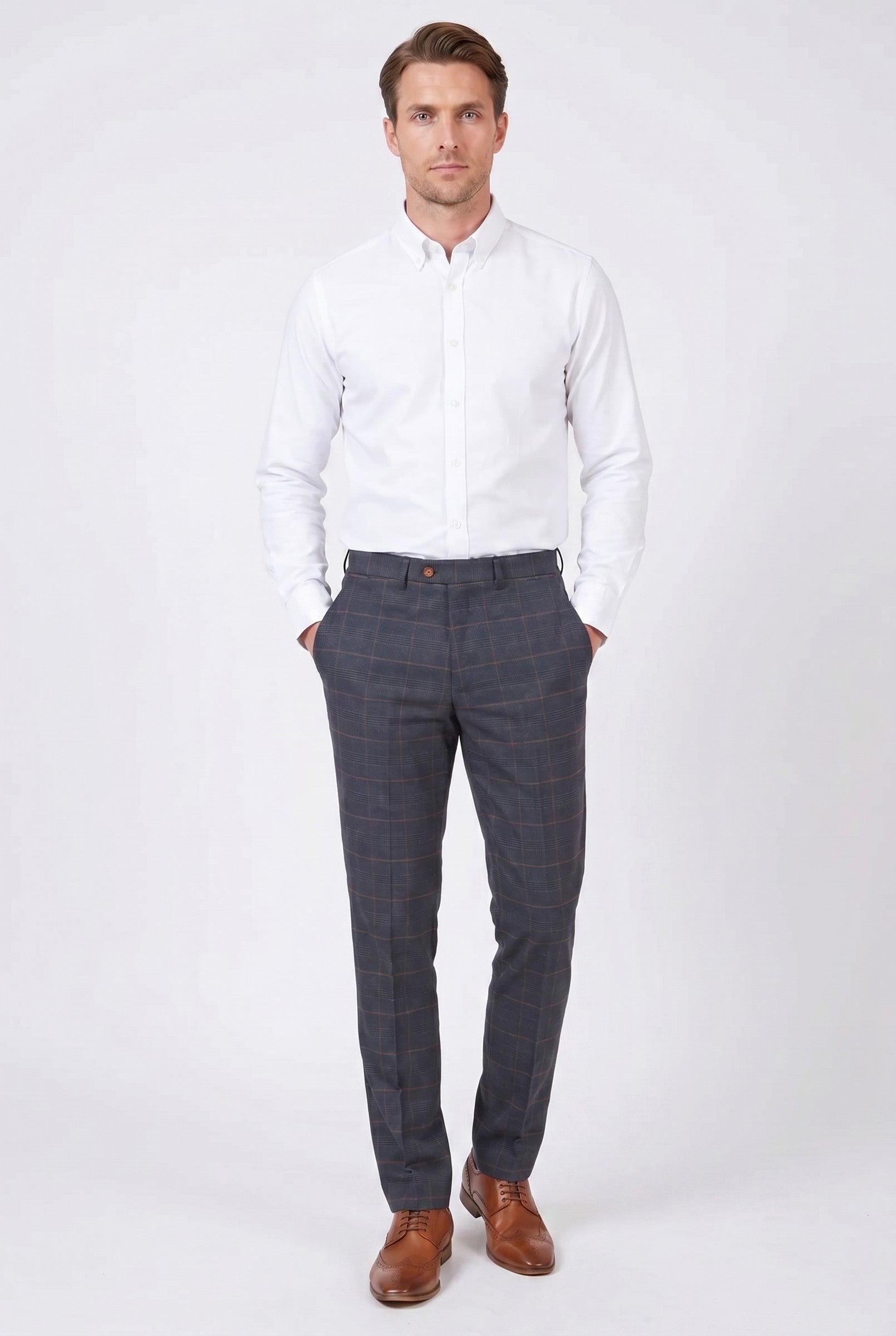 Men's Jenson Prince of Wales Check Trousers | Blackstone London
