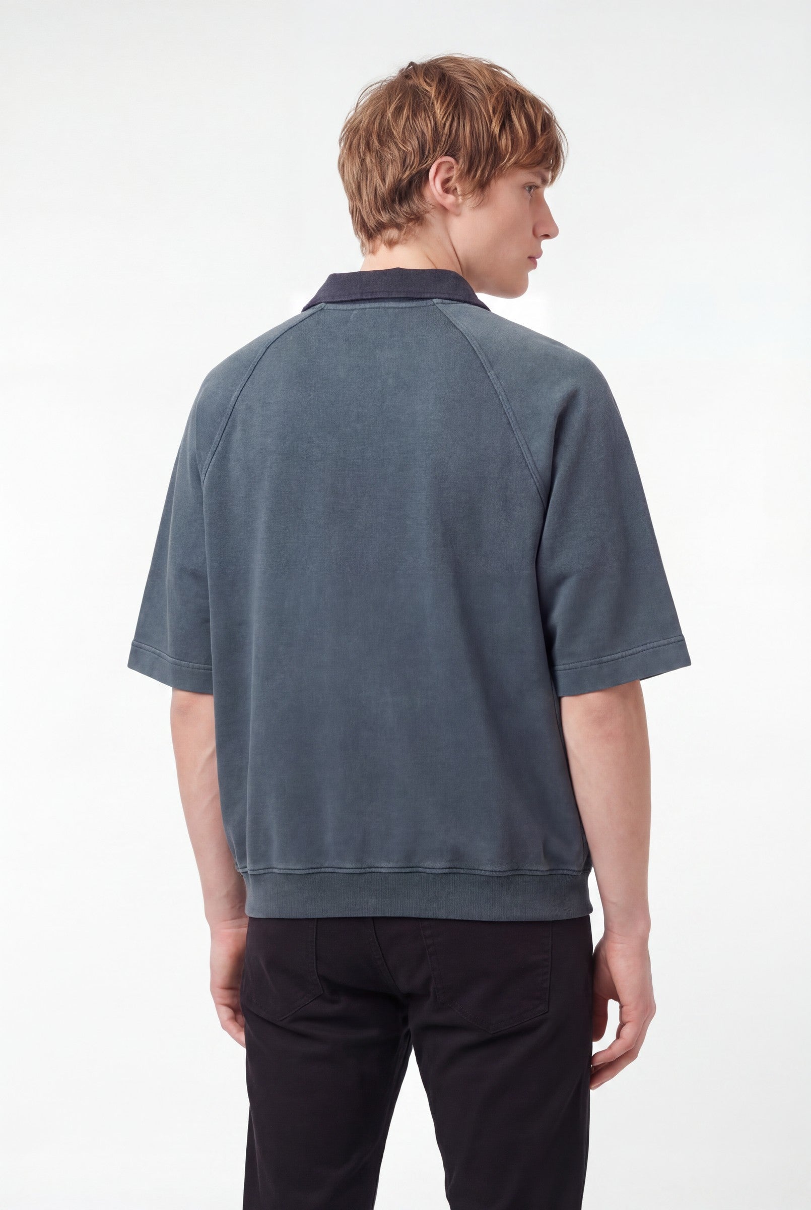 Men's Snow Washed Quarter Zip Polo | Blackstone London