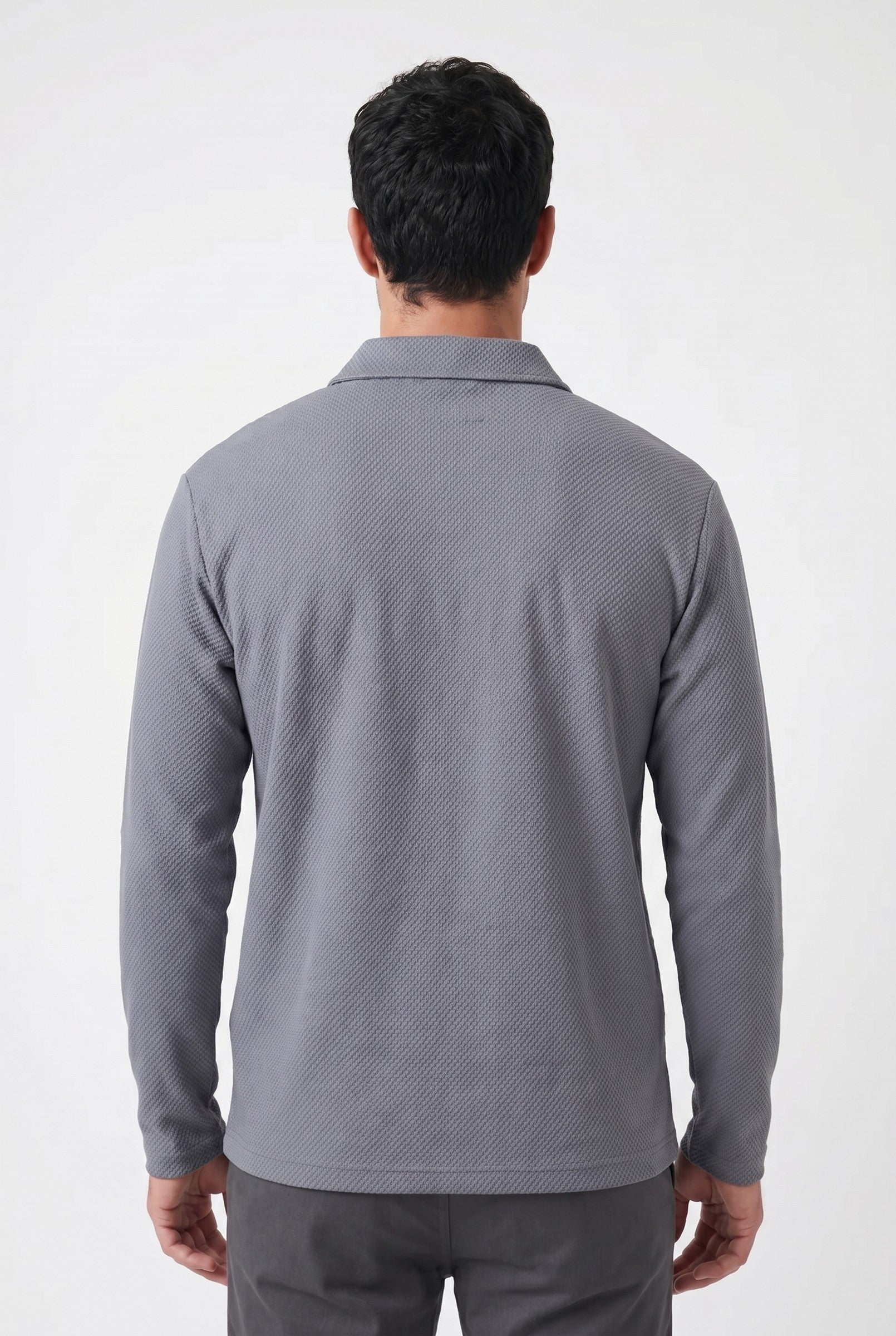 Men's Long Sleeve Textured Polo | Blackstone London
