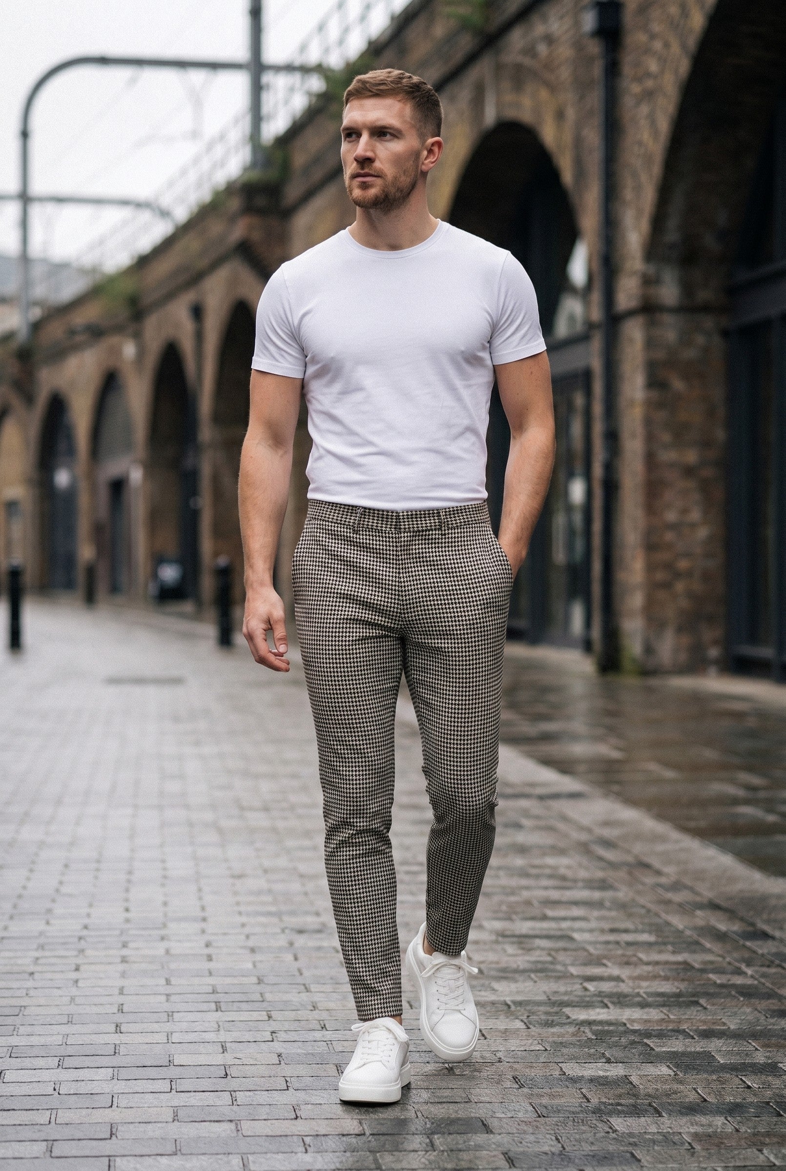 Men's Signature Half Belt Trousers | Blackstone London