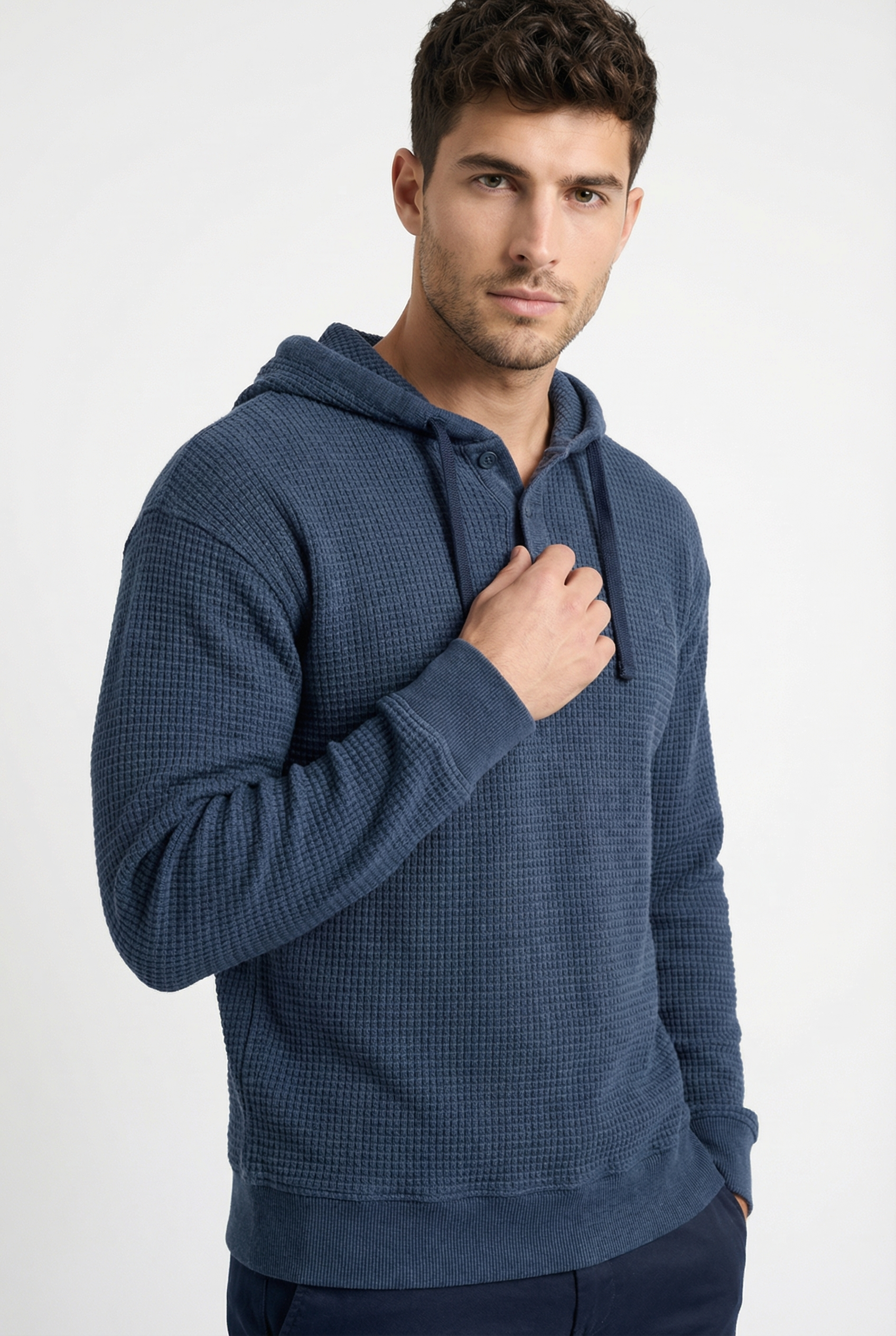 THE HACKNEY MENS BUTTON PULLOVER HOODIE