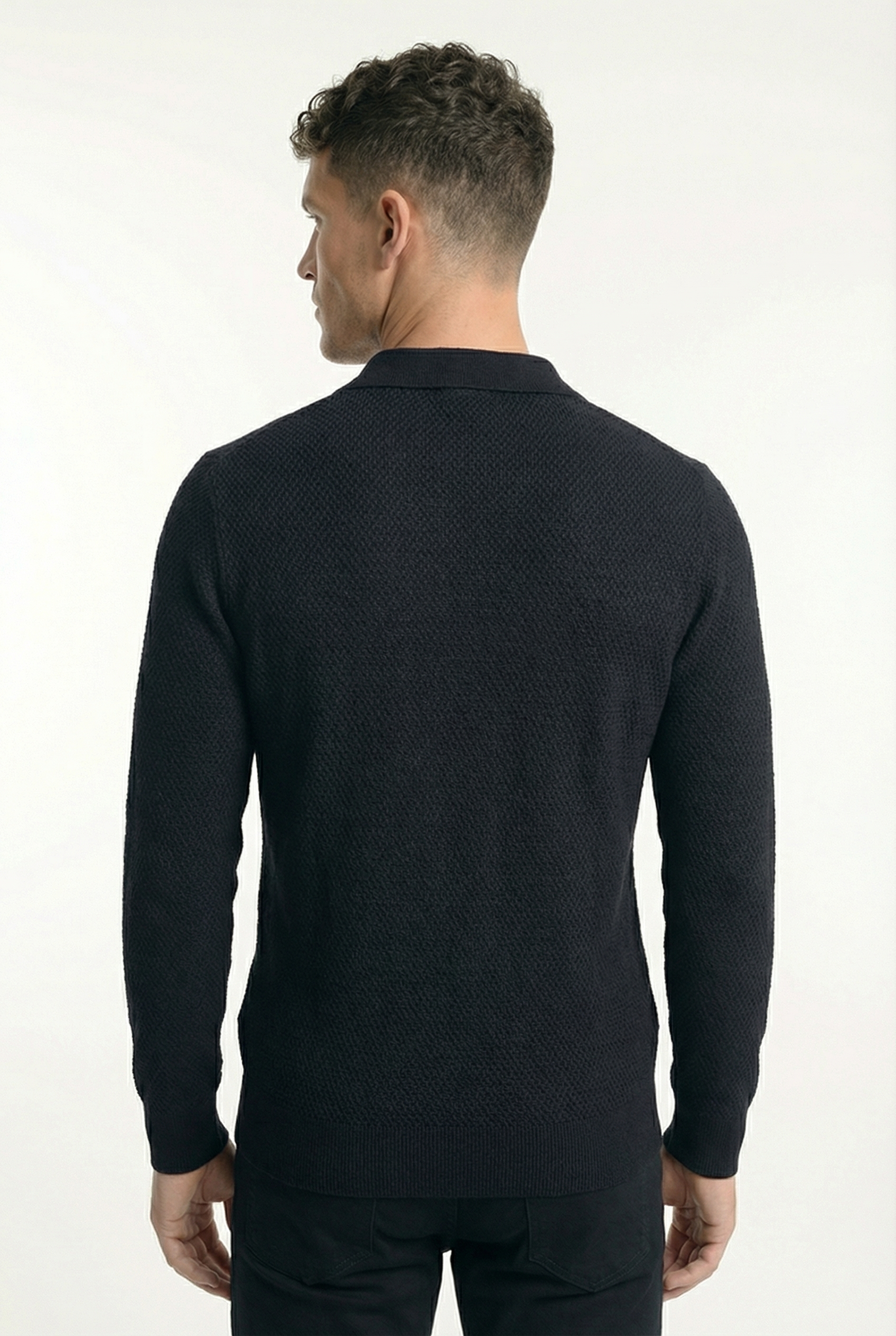 Men's Long Sleeve Knit Polo Shirt | Blackstone London