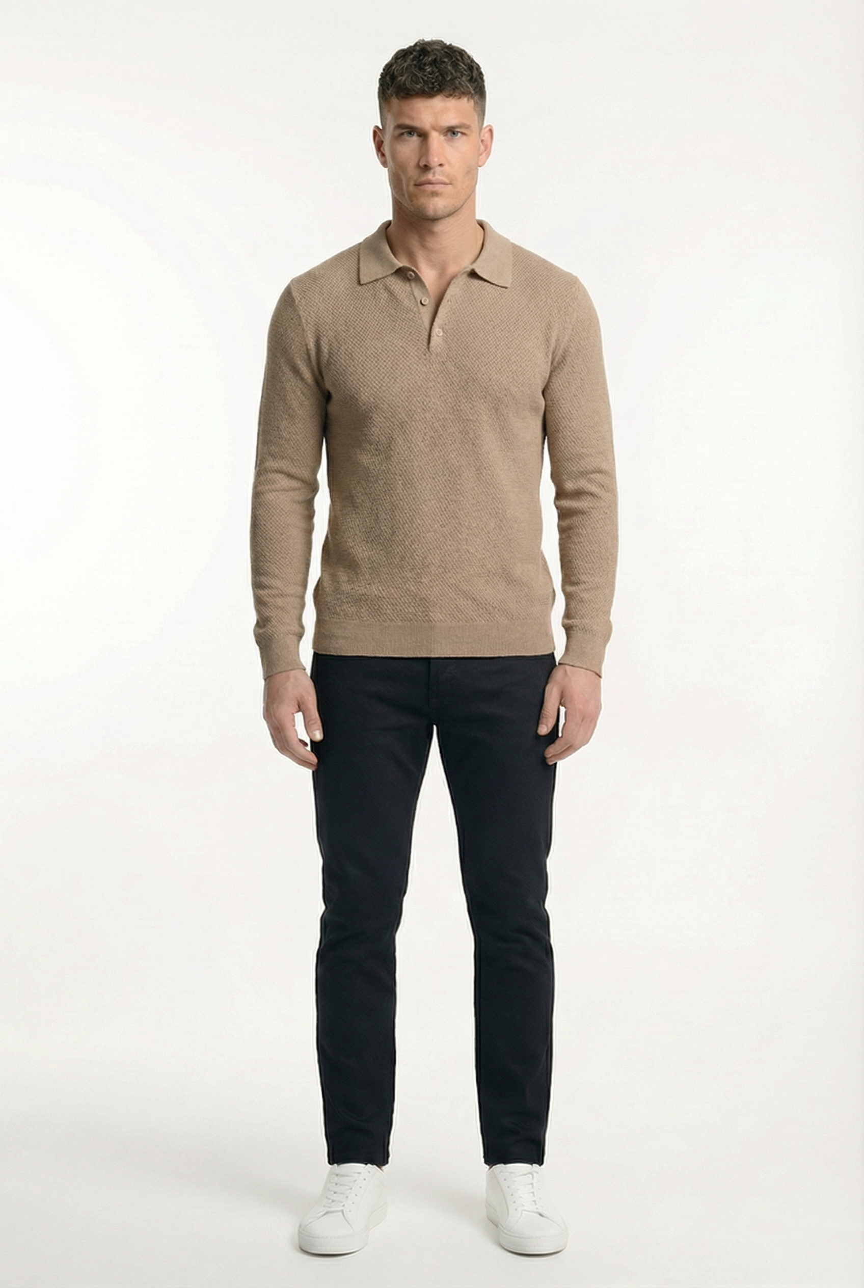 Men's Long Sleeve Knit Polo Shirt | Blackstone London