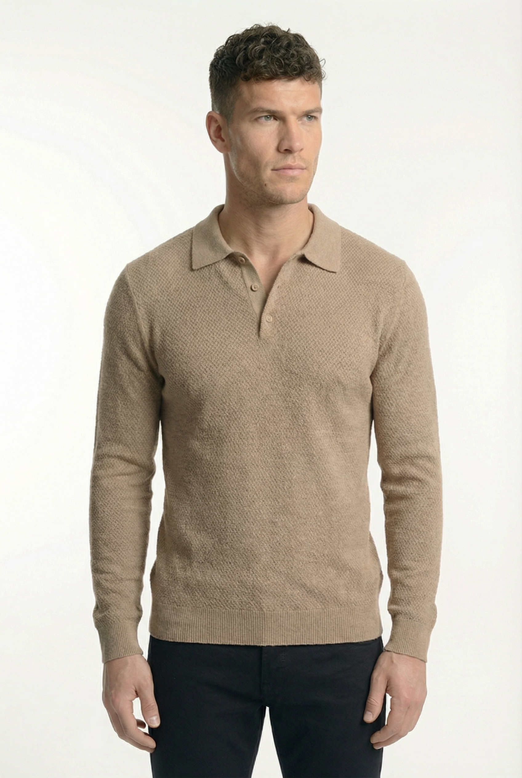Men's Long Sleeve Knit Polo Shirt | Blackstone London