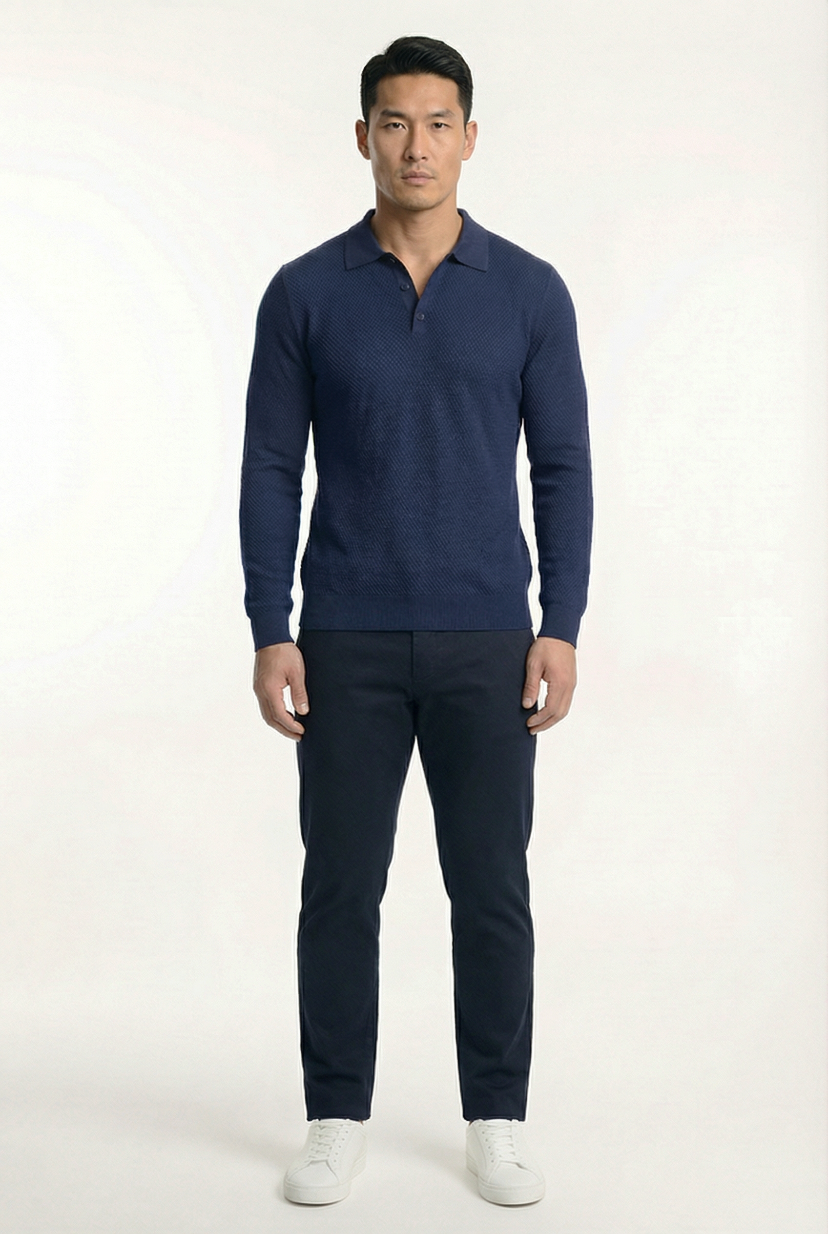 Men's Long Sleeve Knit Polo Shirt | Blackstone London