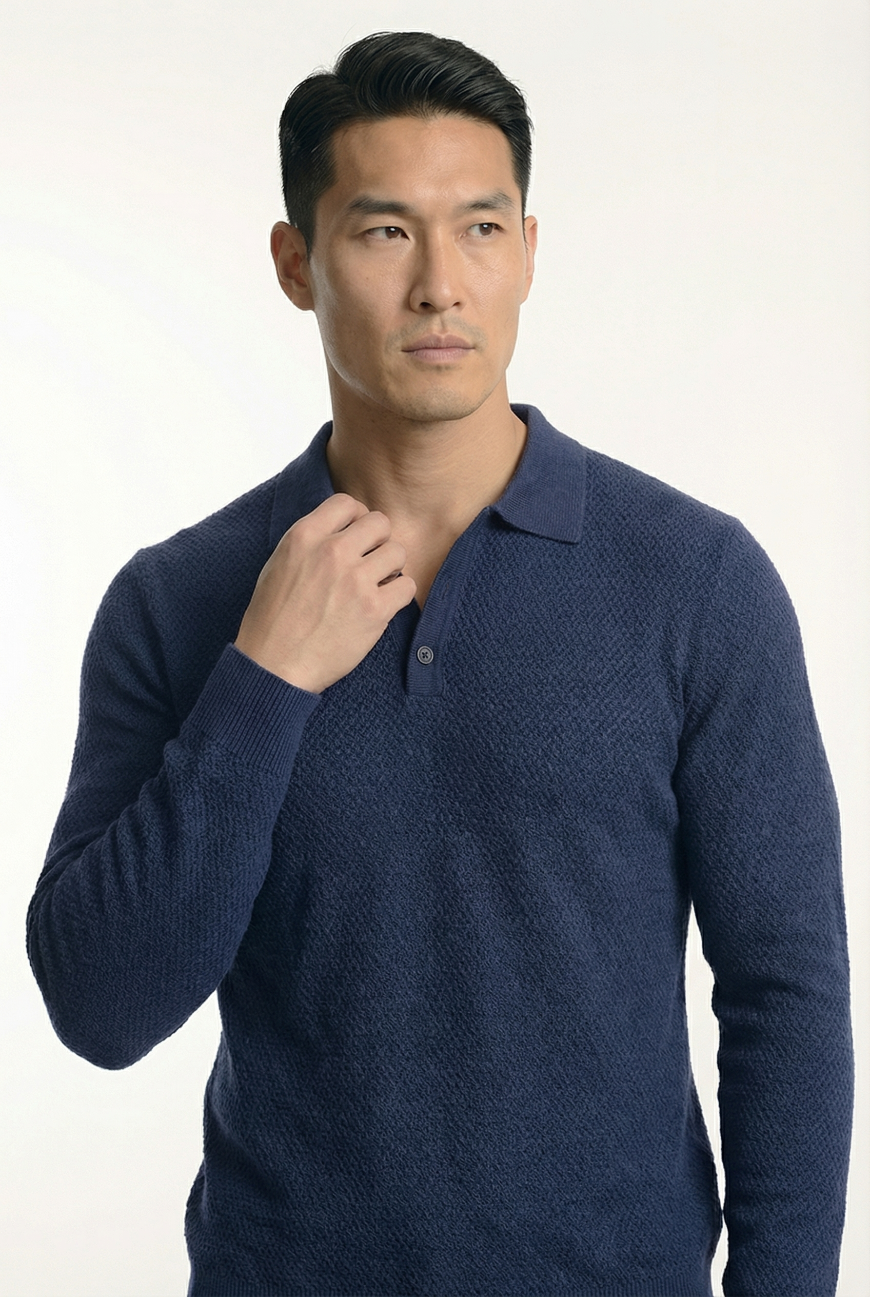 Men's Long Sleeve Knit Polo Shirt | Blackstone London