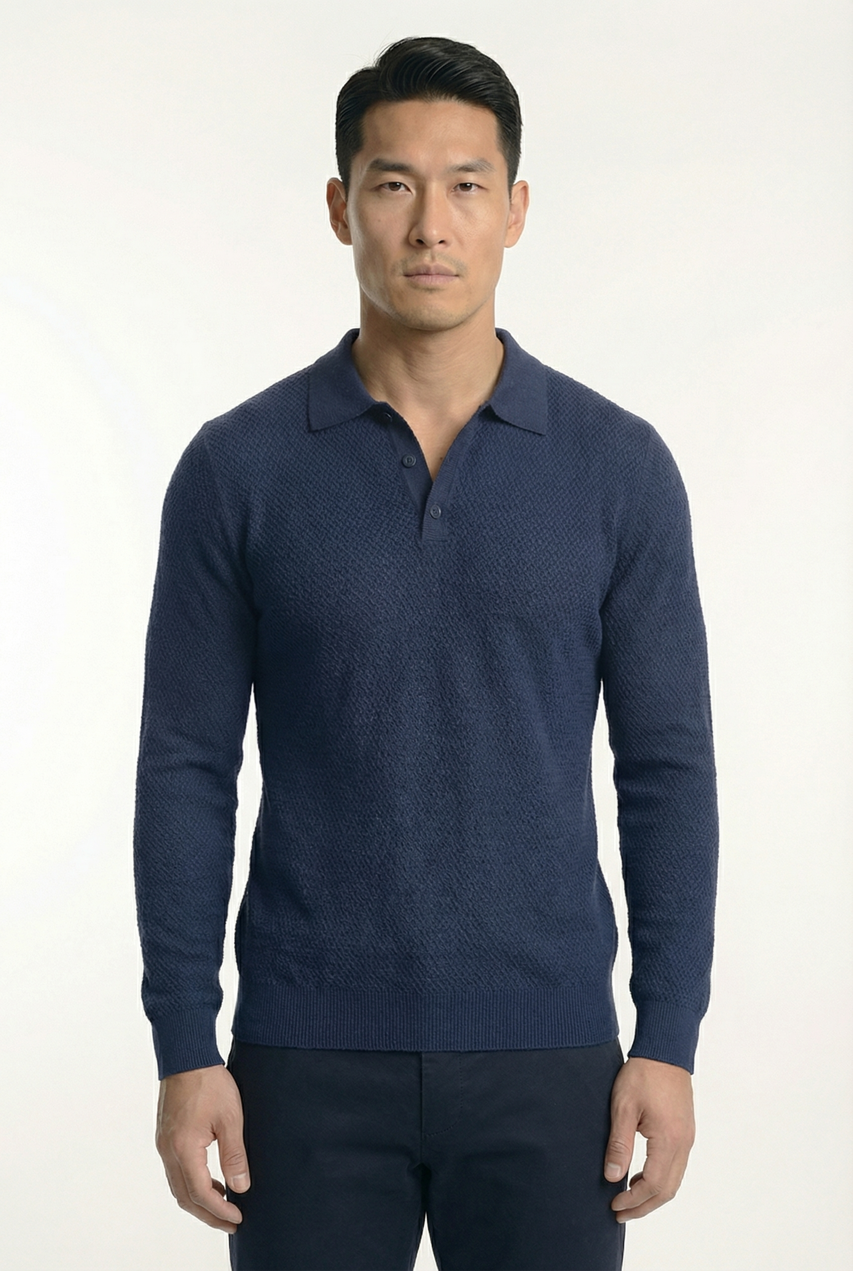 Men's Long Sleeve Knit Polo Shirt | Blackstone London