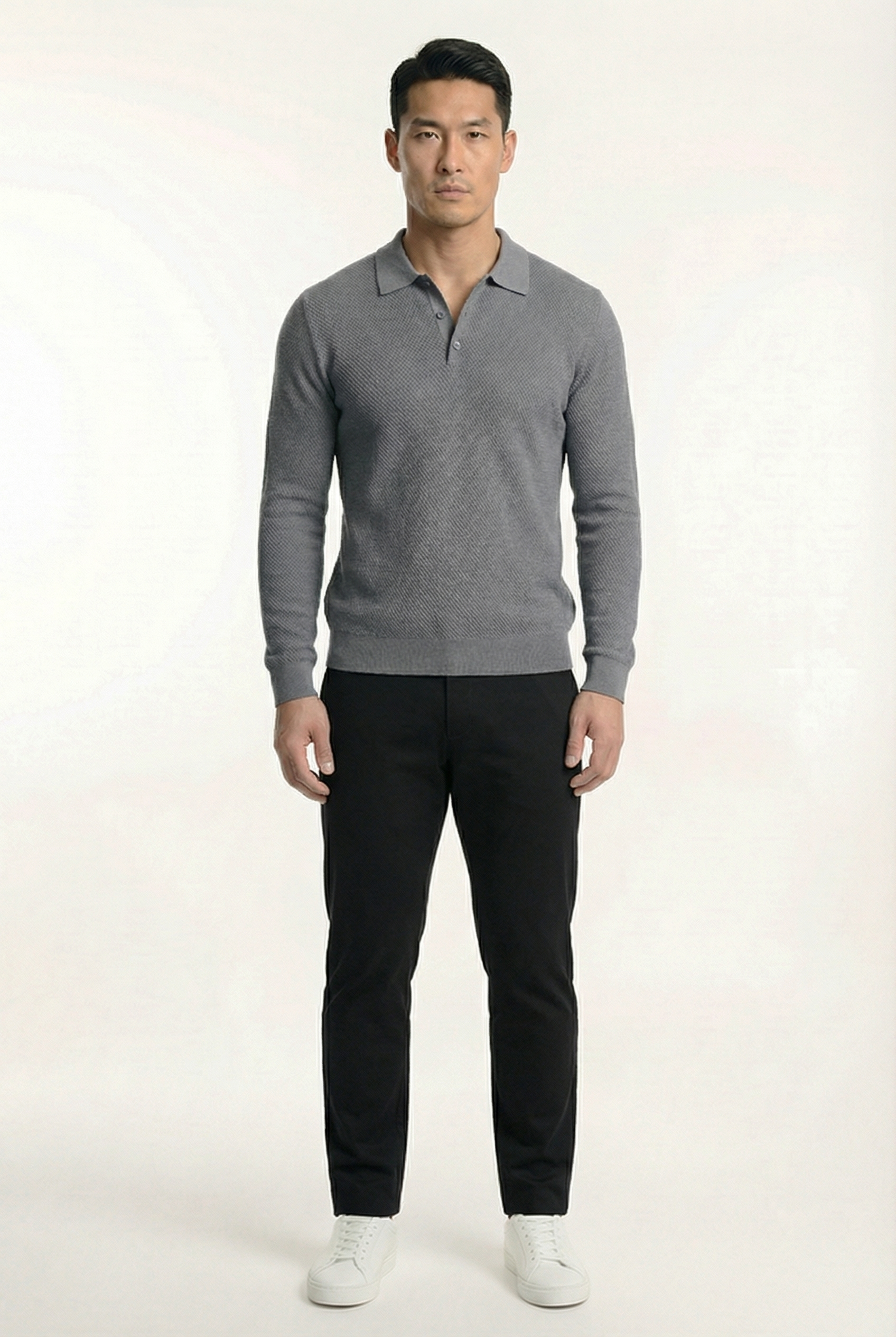 Men's Long Sleeve Knit Polo Shirt | Blackstone London
