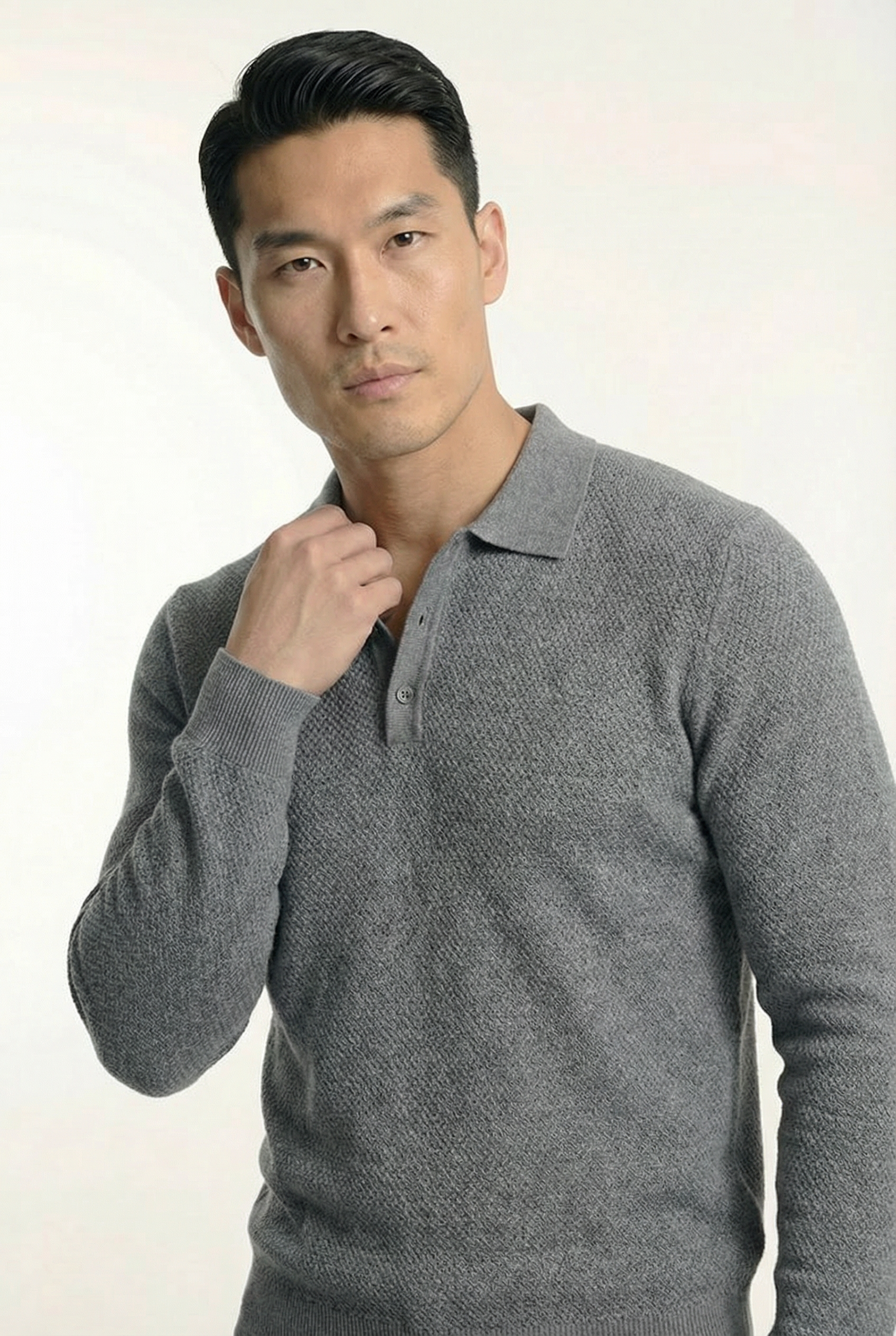 Men's Long Sleeve Knit Polo Shirt | Blackstone London