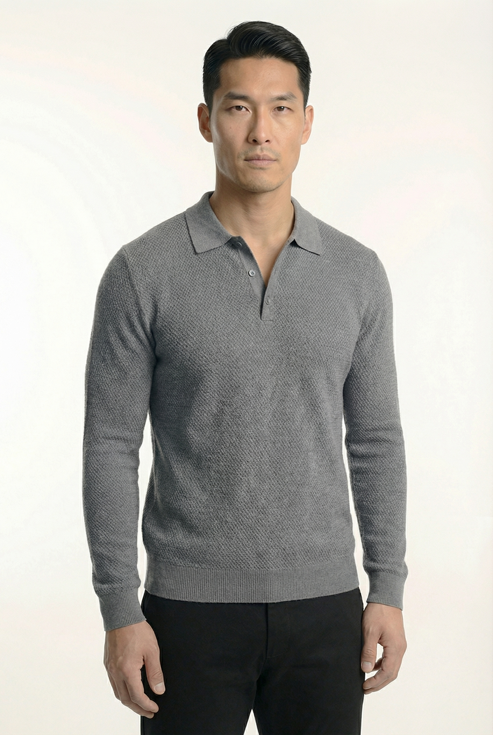 Men's Long Sleeve Knit Polo Shirt | Blackstone London