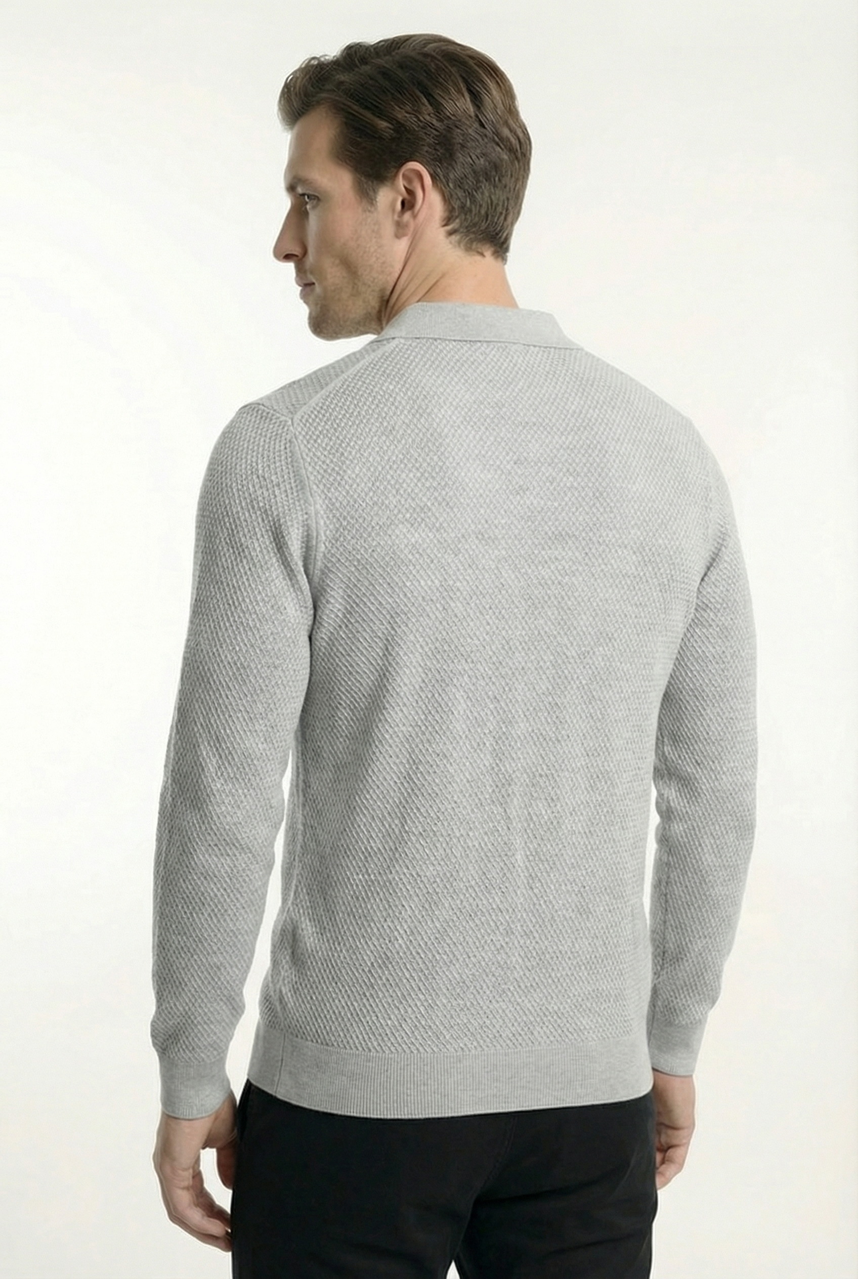 Men's Long Sleeve Knit Polo Shirt | Blackstone London