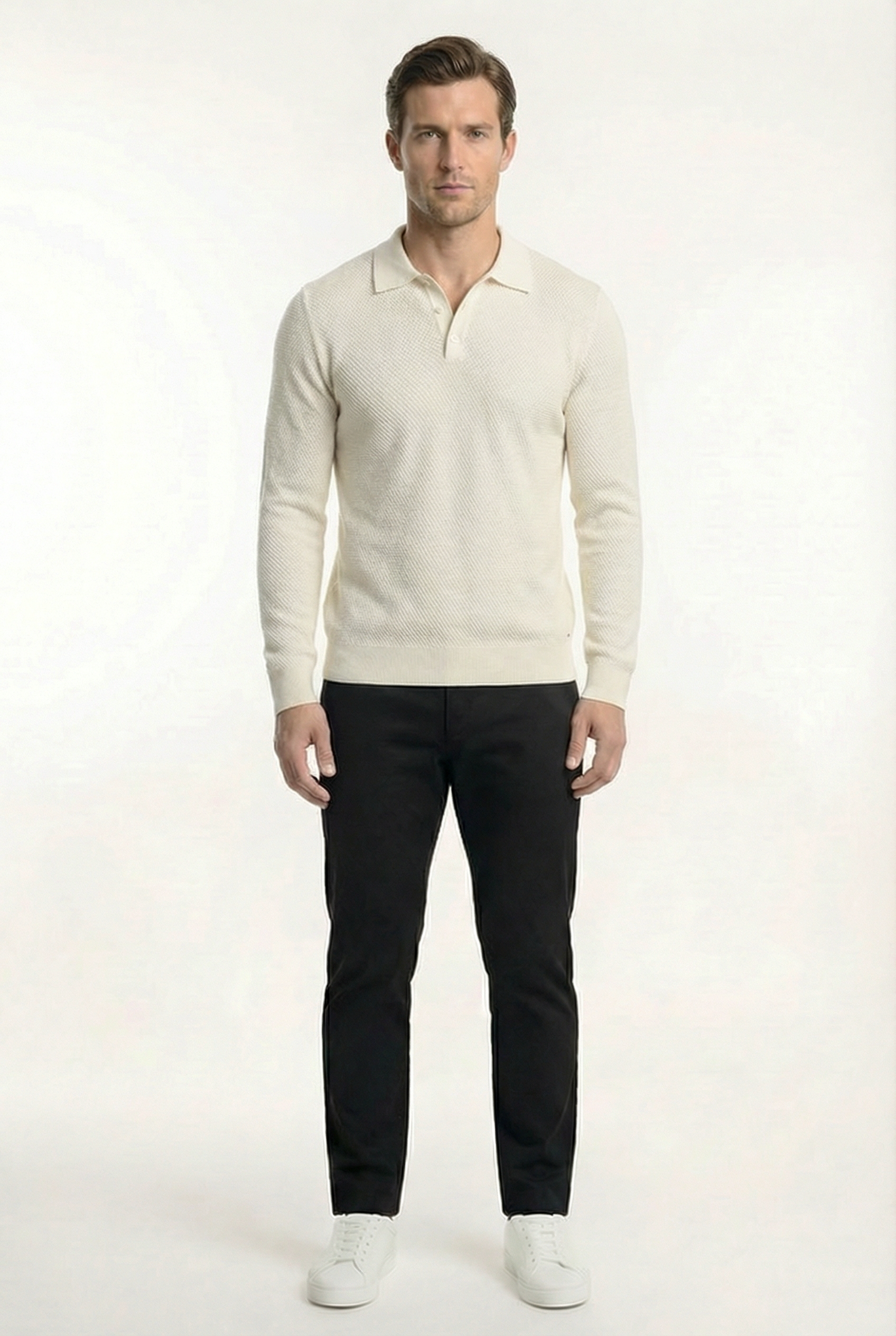 Men's Long Sleeve Knit Polo Shirt | Blackstone London
