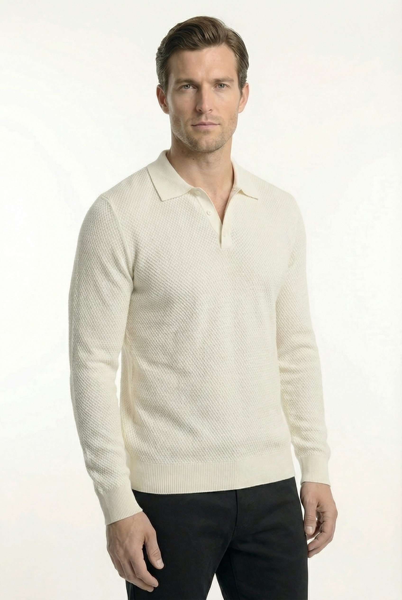 Men's Long Sleeve Knit Polo Shirt | Blackstone London