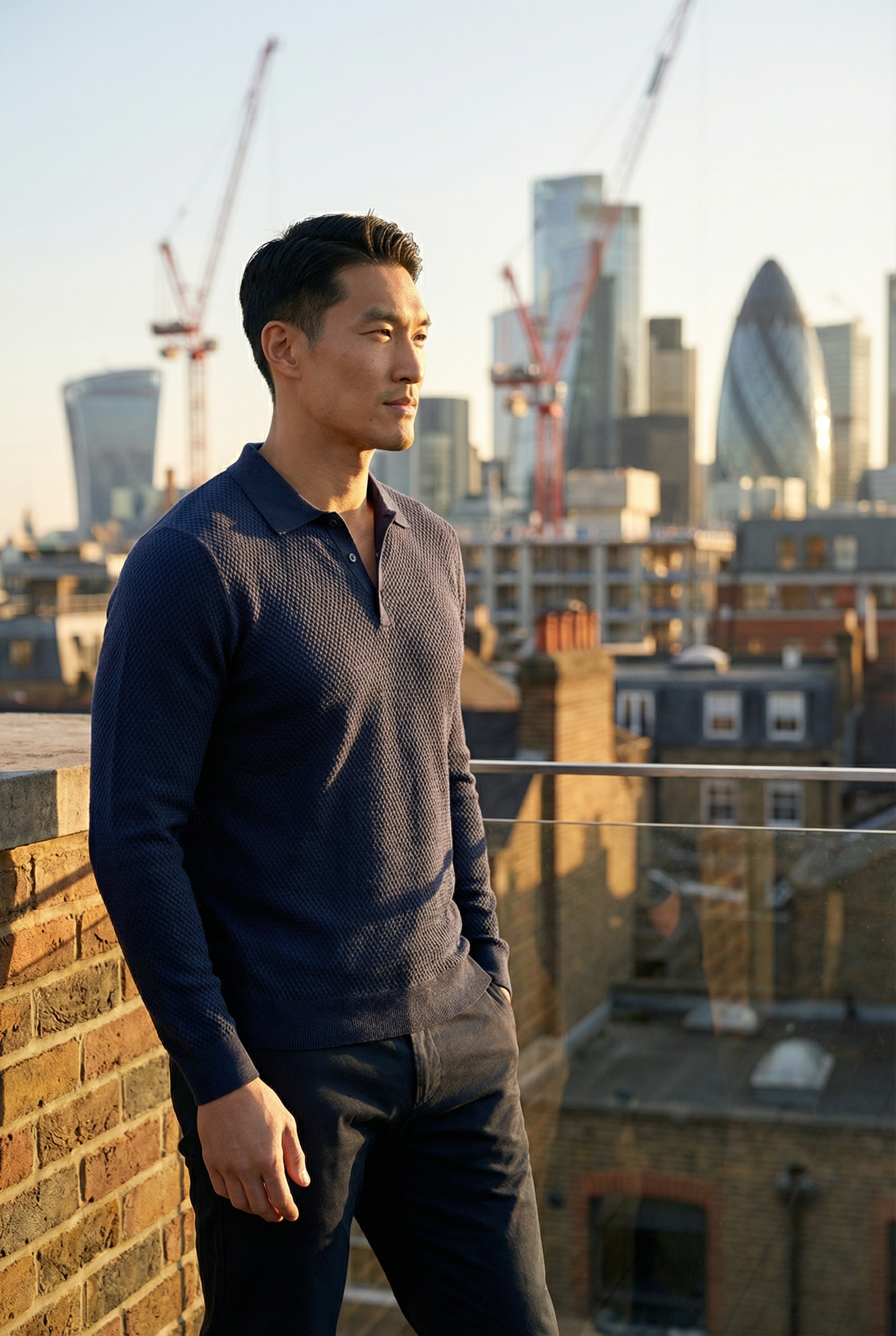 Men's Long Sleeve Knit Polo Shirt | Blackstone London