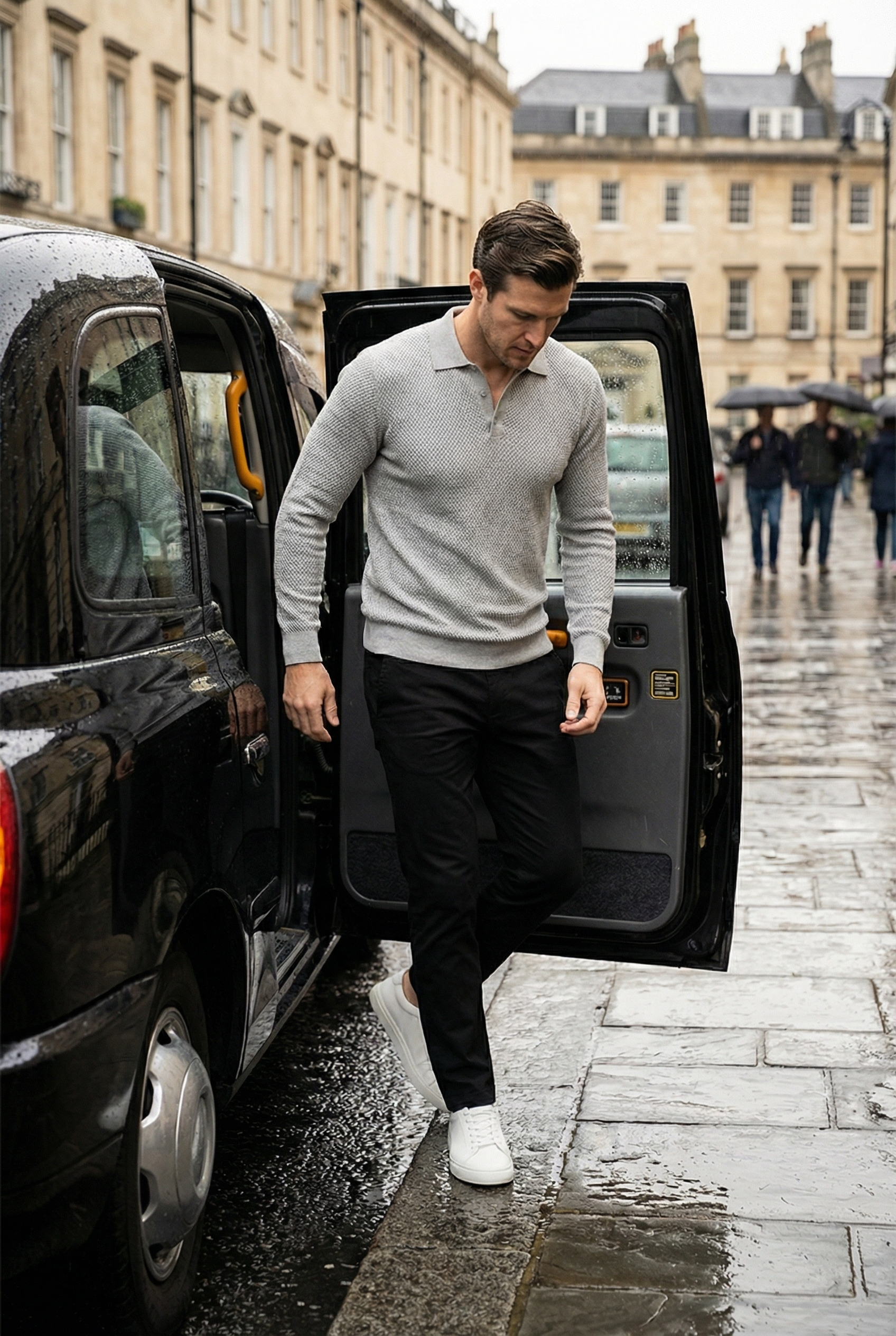 Men's Long Sleeve Knit Polo Shirt | Blackstone London