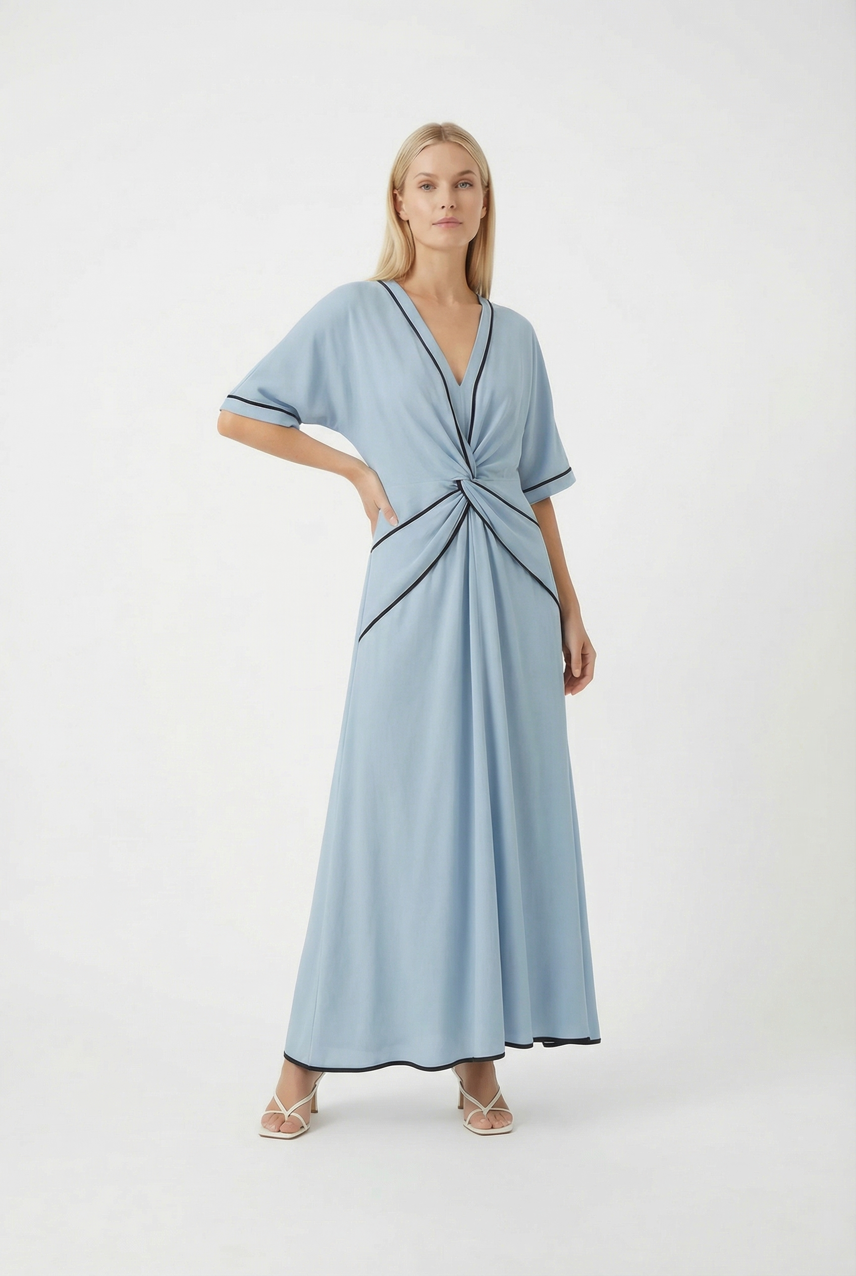 THE DIANA RELAXED V-NECK TWIST FRONT MAXI DRESS