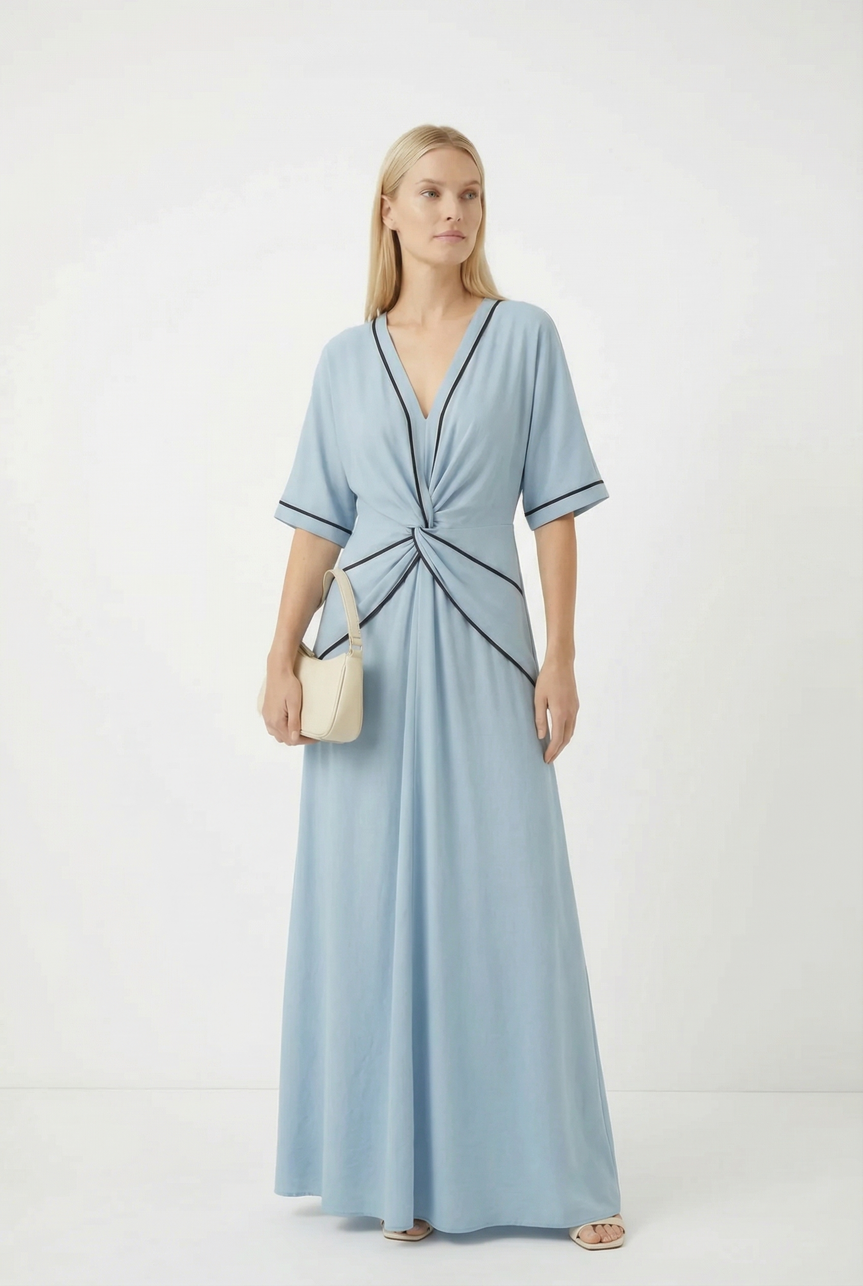 THE DIANA RELAXED V-NECK TWIST FRONT MAXI DRESS