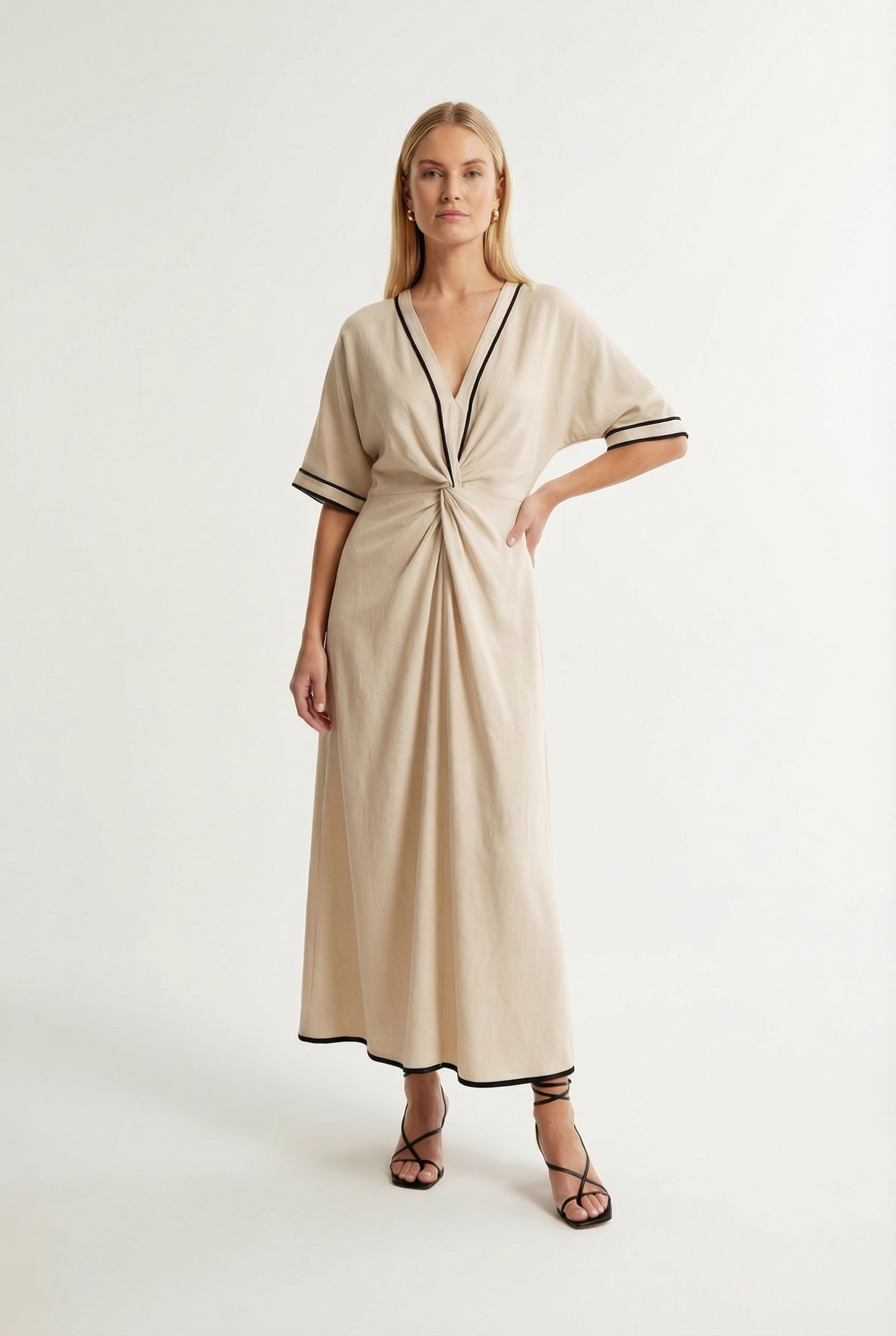THE DIANA RELAXED V-NECK TWIST FRONT MAXI DRESS