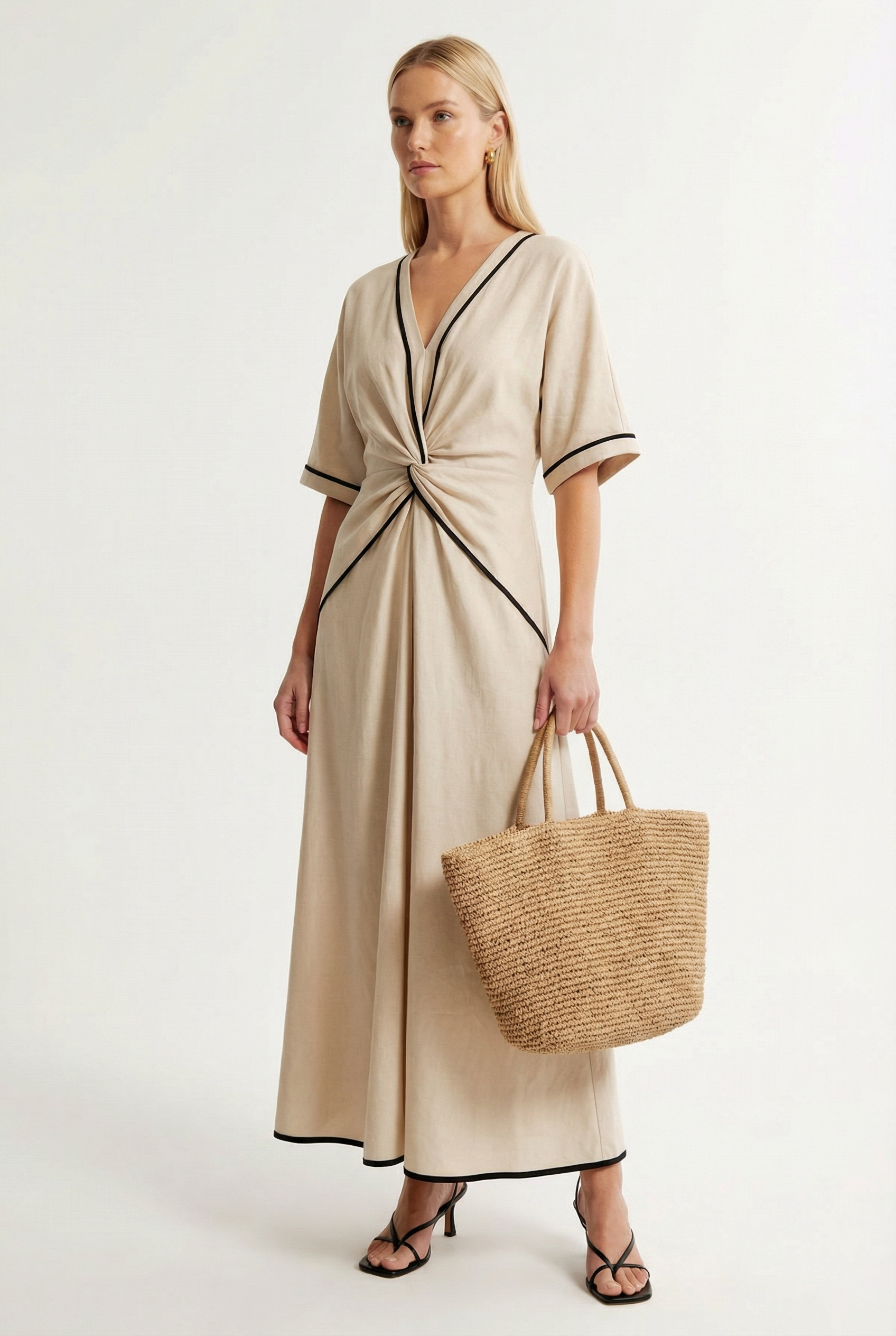THE DIANA RELAXED V-NECK TWIST FRONT MAXI DRESS