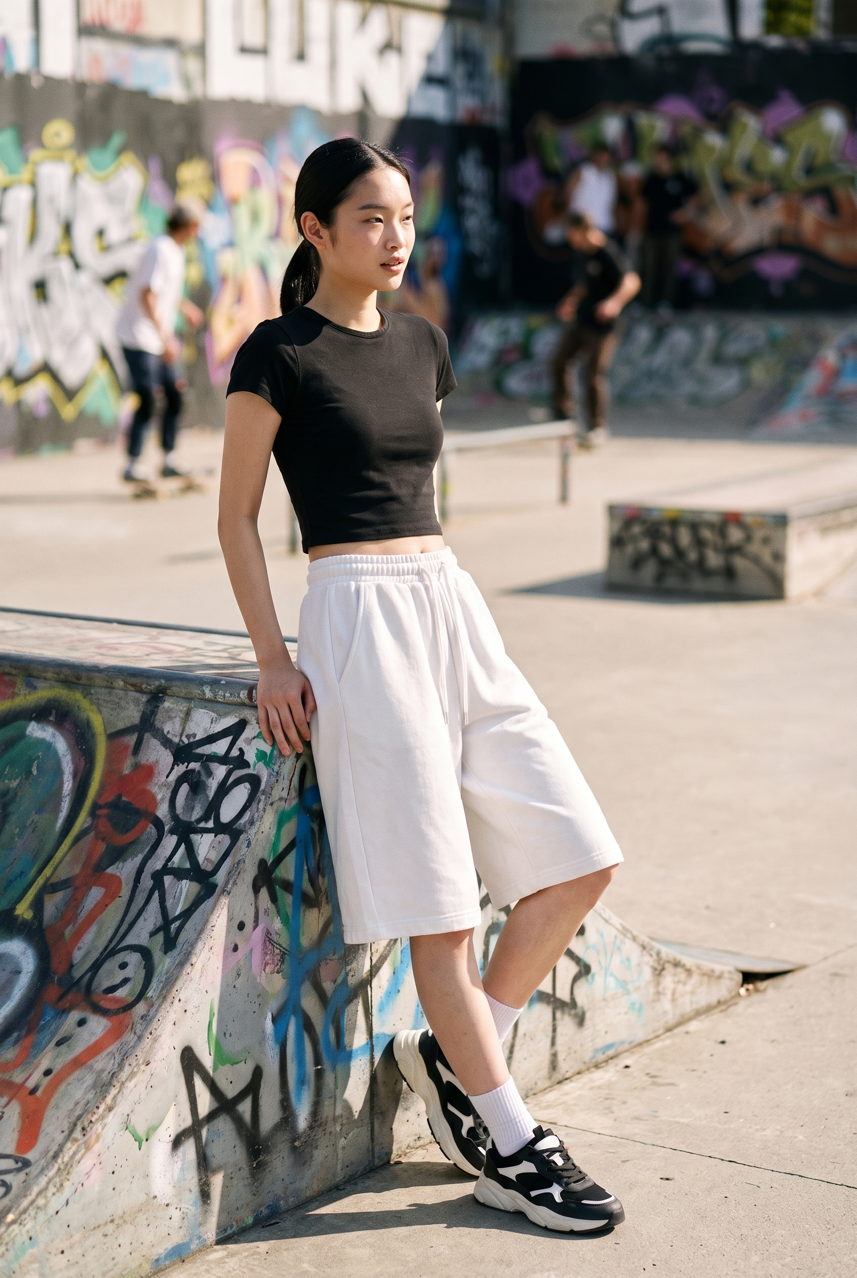 Women's Pleated Baggy Sweat Shorts | Blackstone London