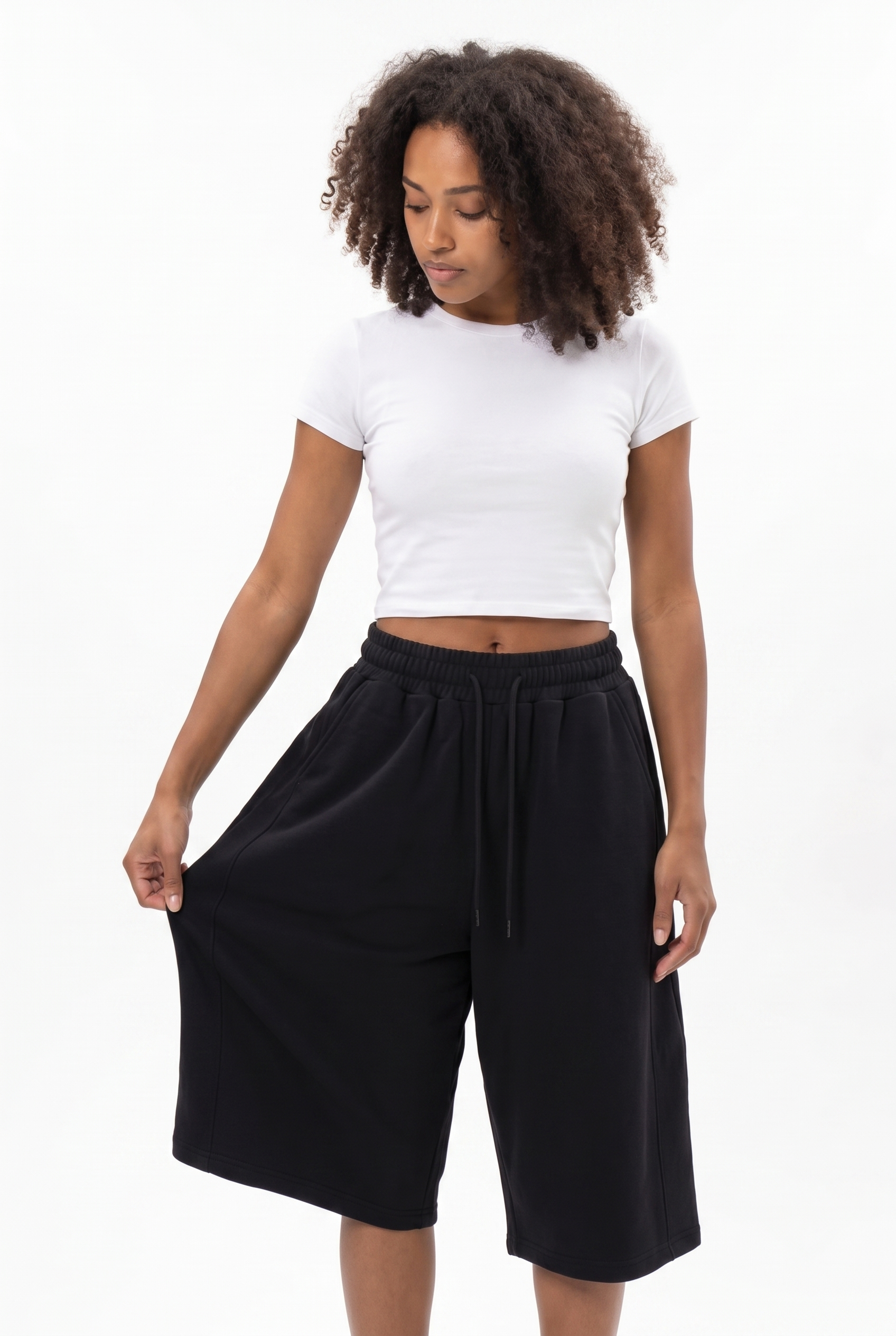Women's Pleated Baggy Sweat Shorts | Blackstone London