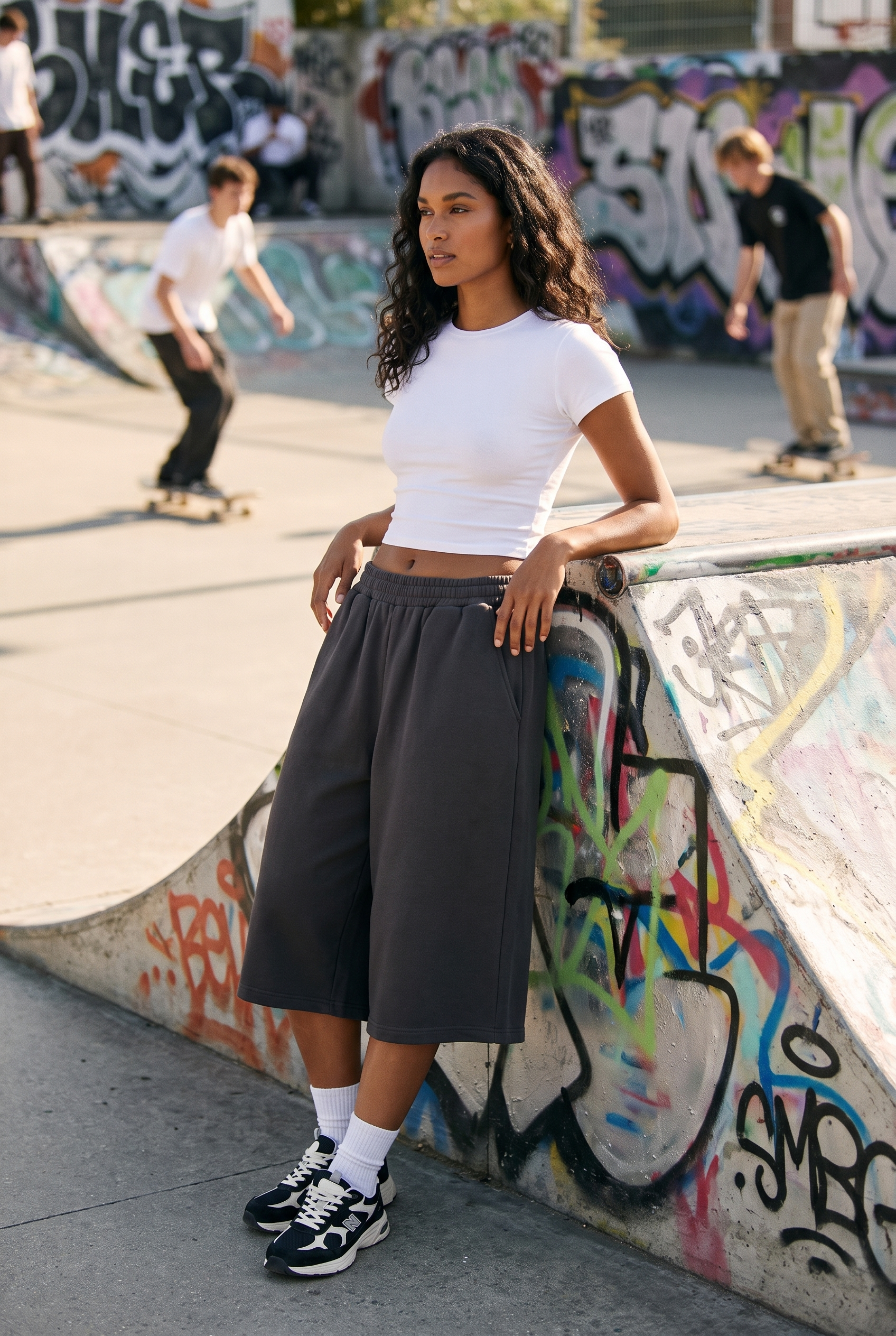 Women's Pleated Baggy Sweat Shorts | Blackstone London