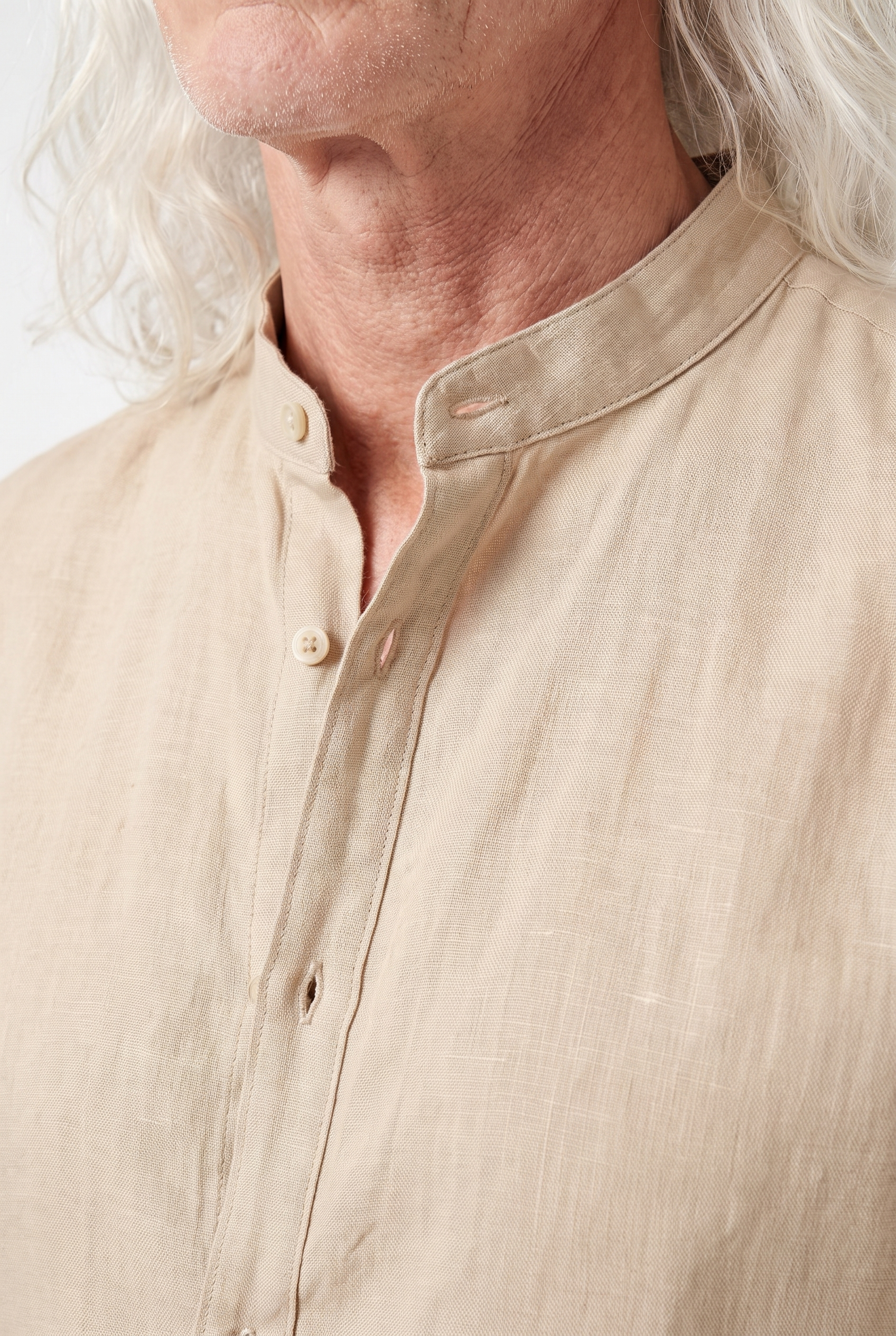 Men's Linen Mandarin Collar Shirt | Blackstone London
