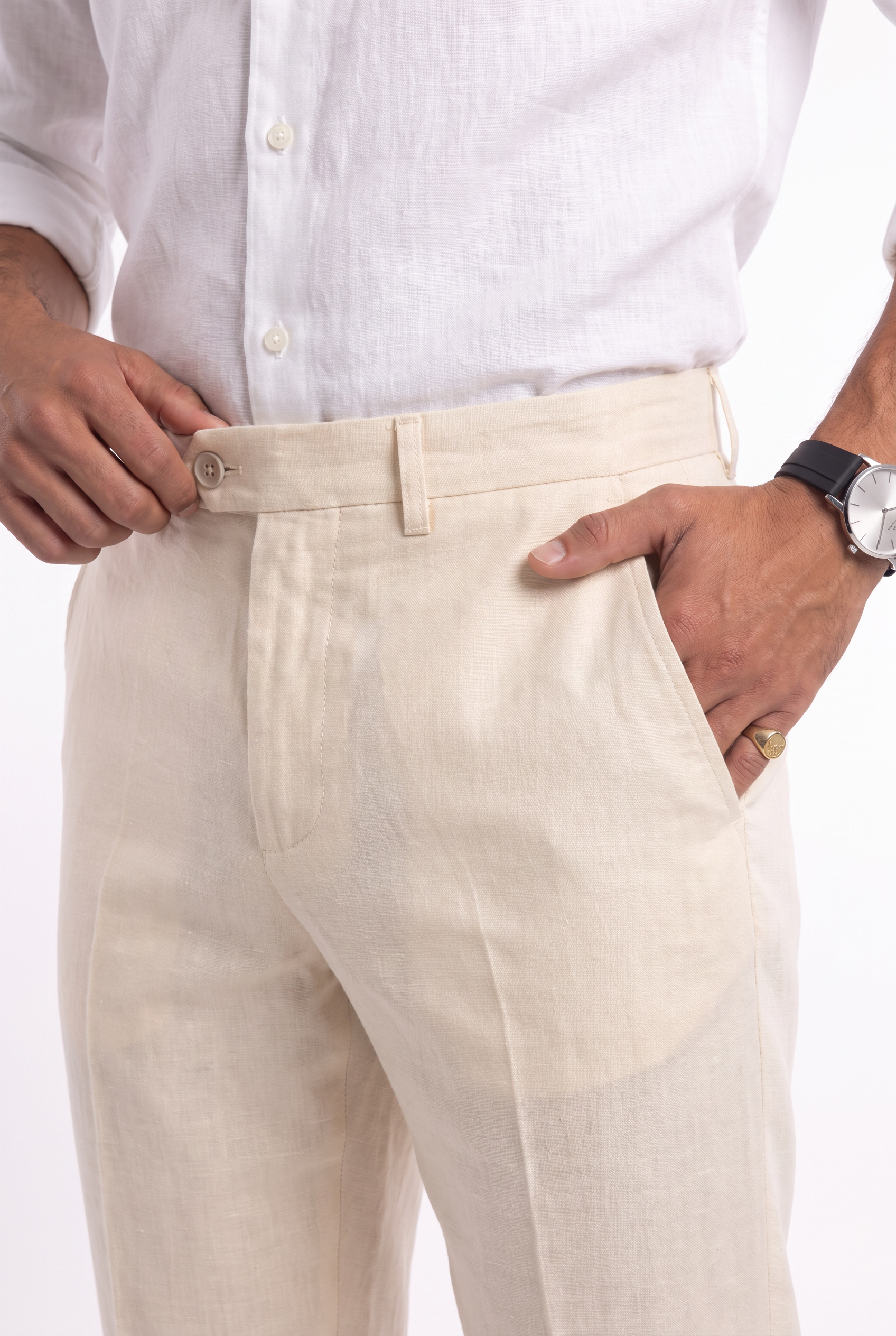 Men's Linen Tailored Trousers | Blackstone London
