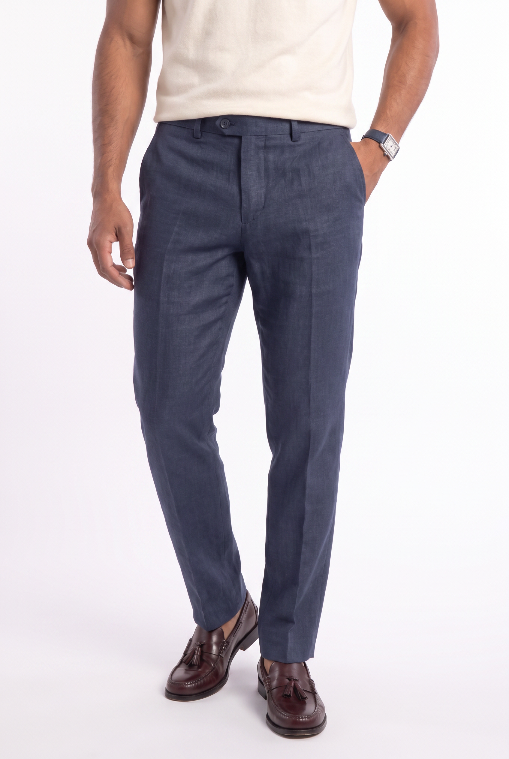 Men's Linen Tailored Trousers | Blackstone London