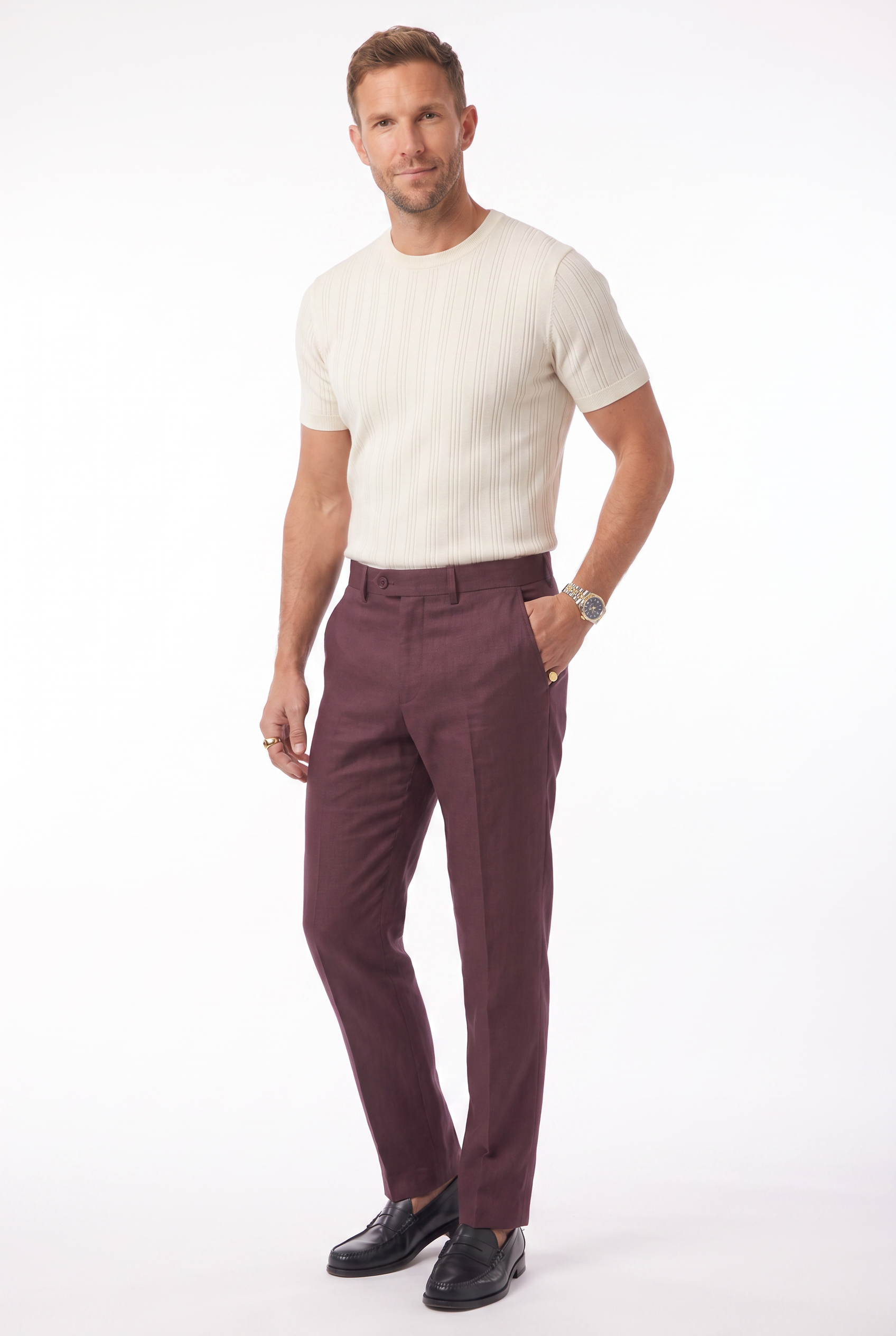 Men's Linen Tailored Trousers | Blackstone London