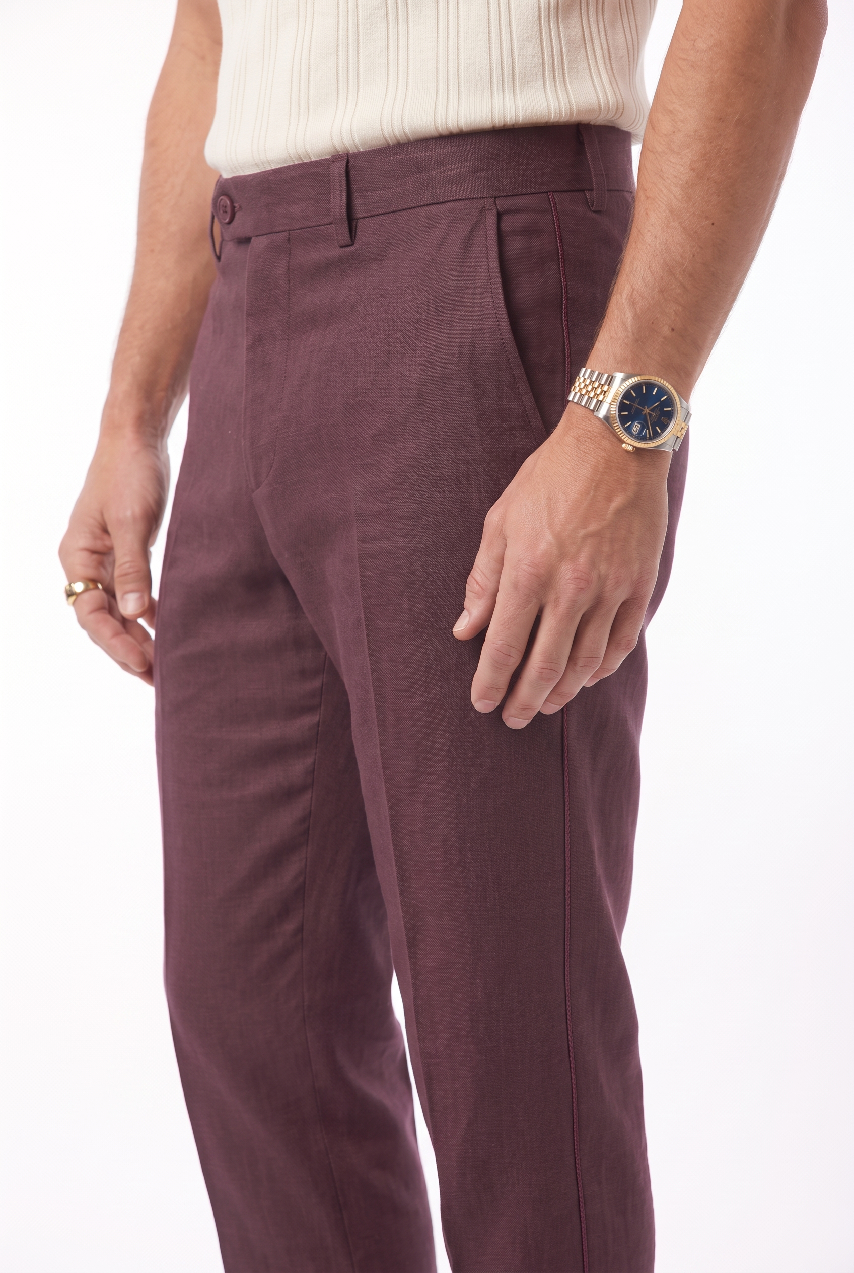 Men's Linen Tailored Trousers | Blackstone London