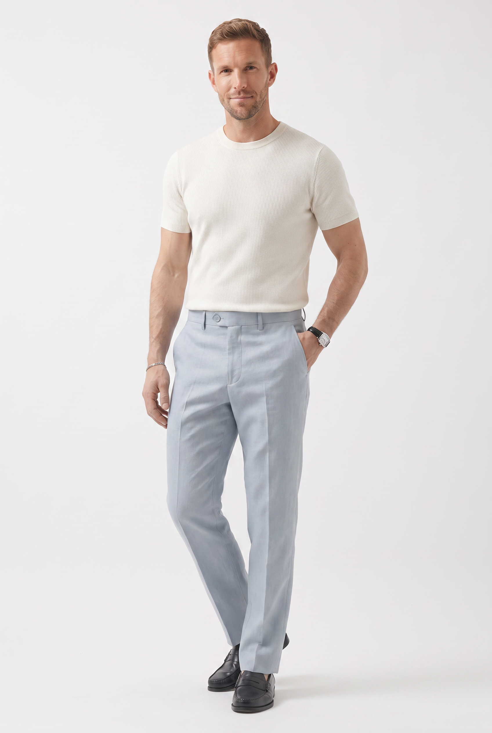 Men's Linen Tailored Trousers | Blackstone London
