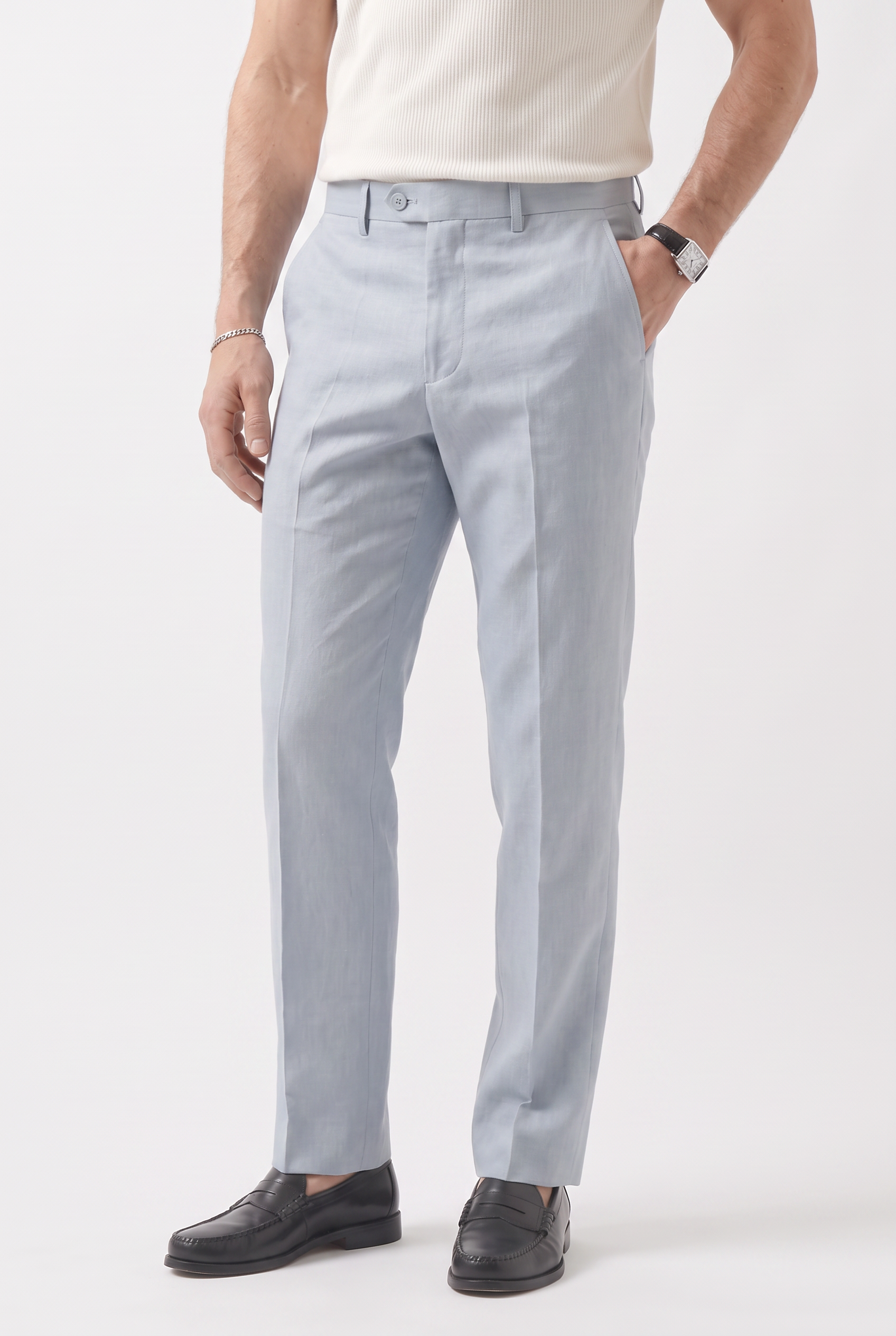Men's Linen Tailored Trousers | Blackstone London