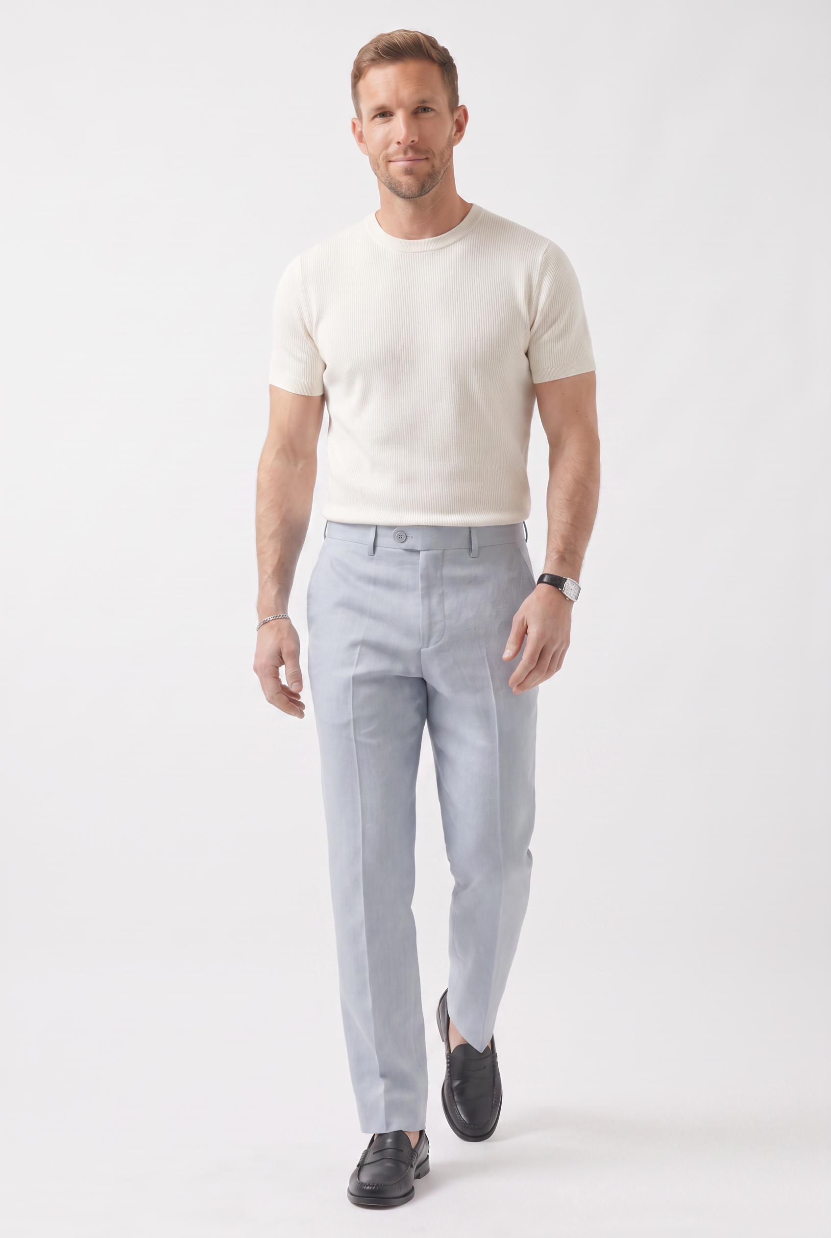 Men's Linen Tailored Trousers | Blackstone London